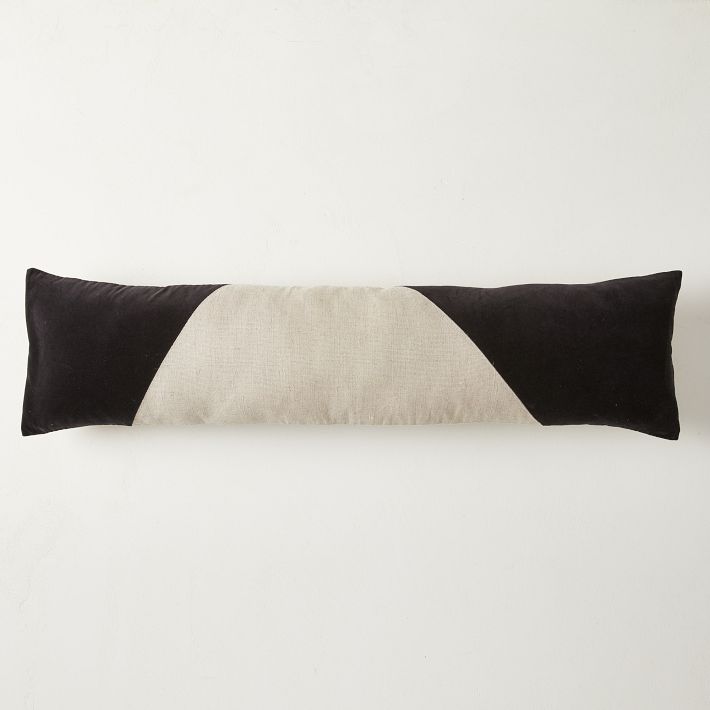Cotton Linen & Velvet Corners Oversized Lumbar Pillow Cover West Elm
