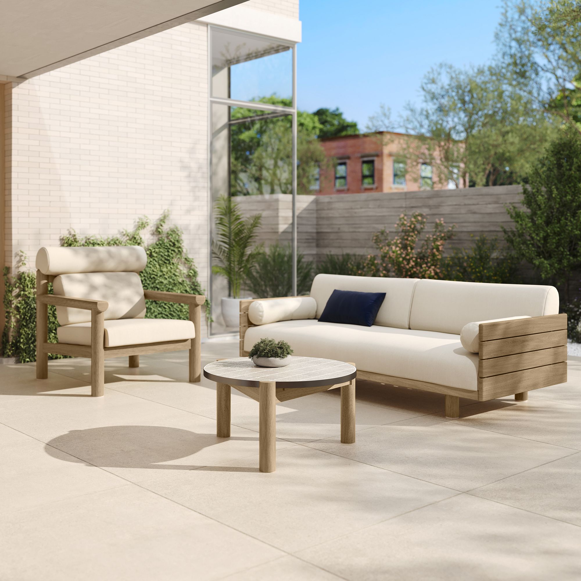 Cusco Outdoor Sofa (80"), Lounge Chair & Lima Coffee Table (32") Set | West Elm