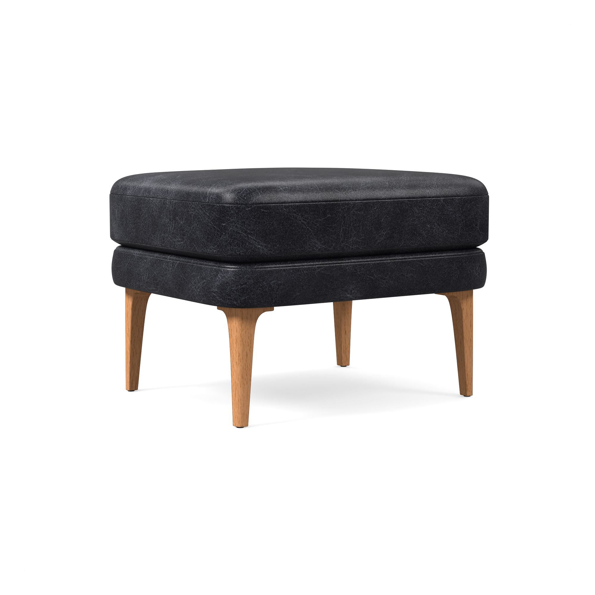 Auburn Leather High-Back Chair Ottoman | West Elm