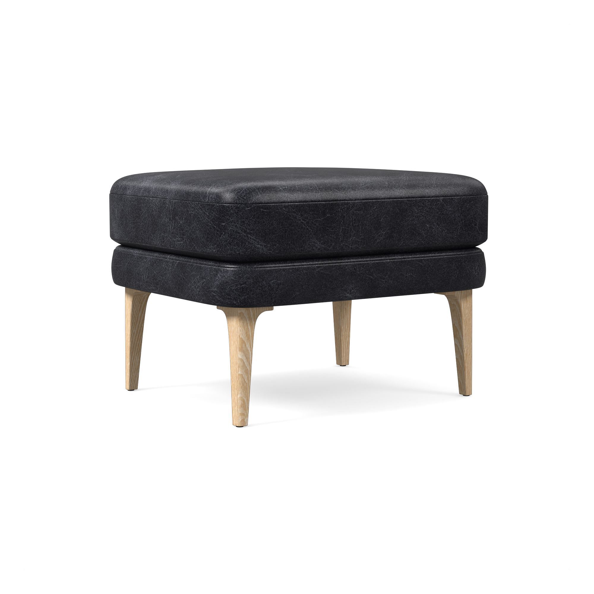 Auburn Leather High-Back Chair Ottoman | West Elm