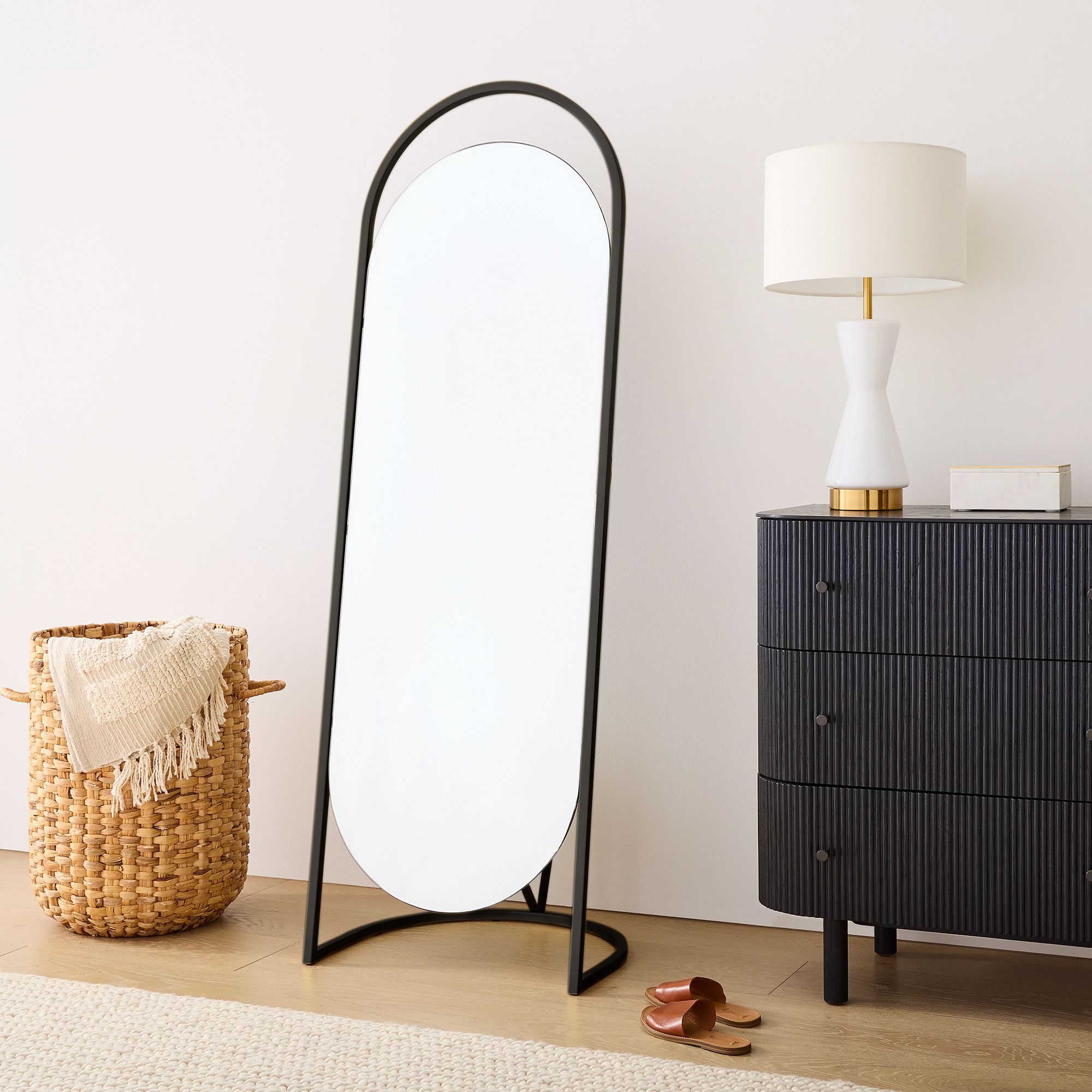 Folded Ellipse Metal Standing Floor Mirror | West Elm