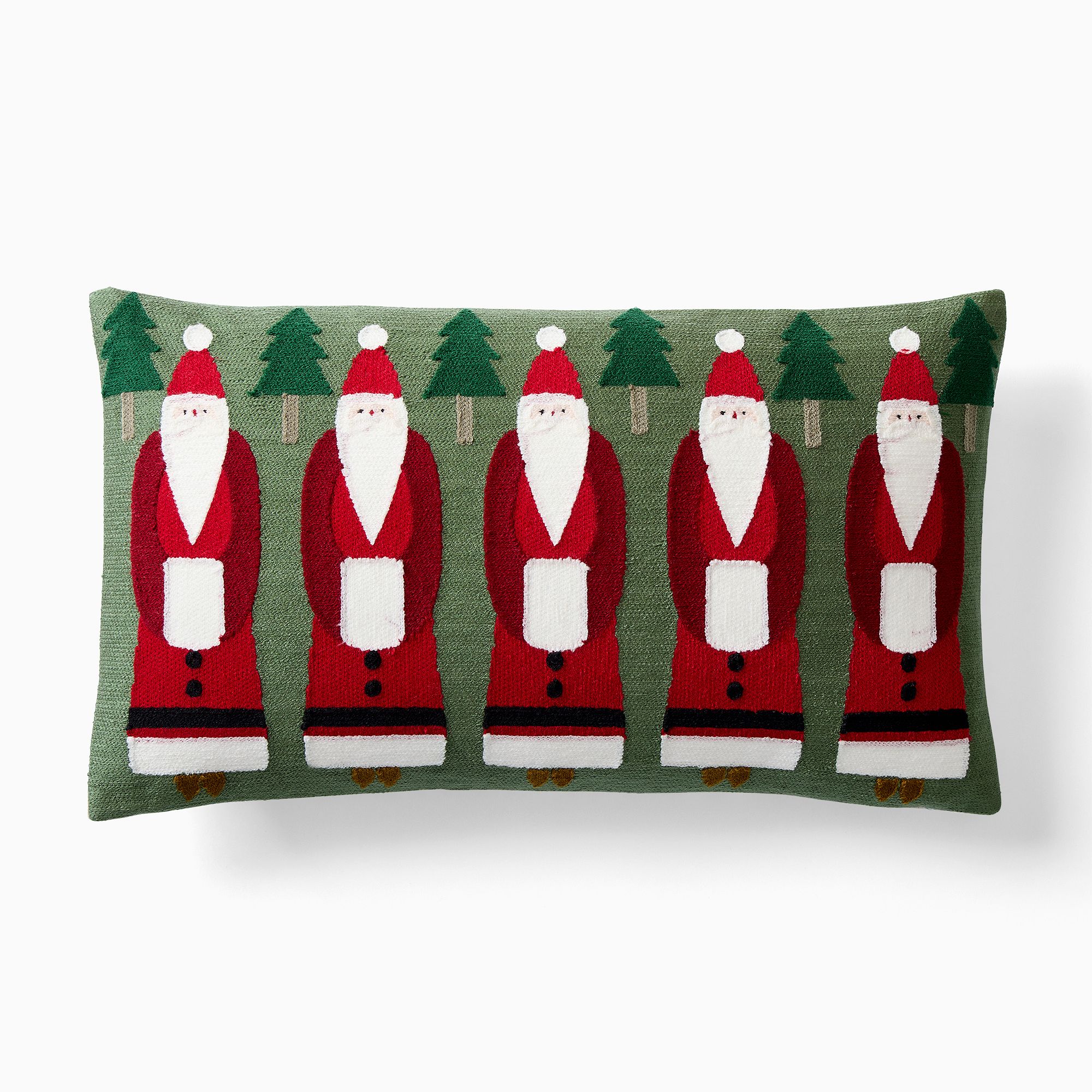 Crewel Folk Santa Pillow Cover | West Elm