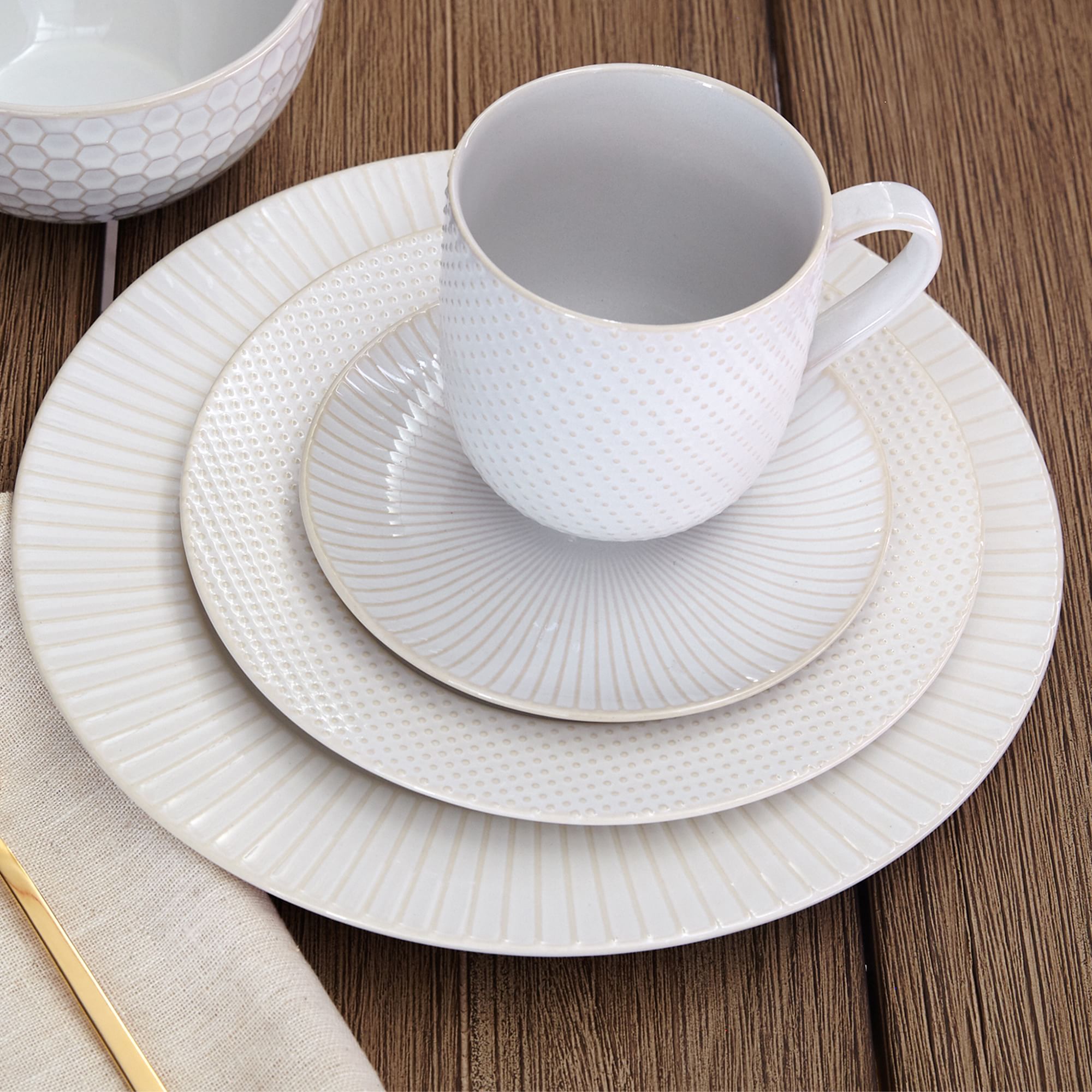 Textured Stoneware Dinnerware (Set of 16) | West Elm