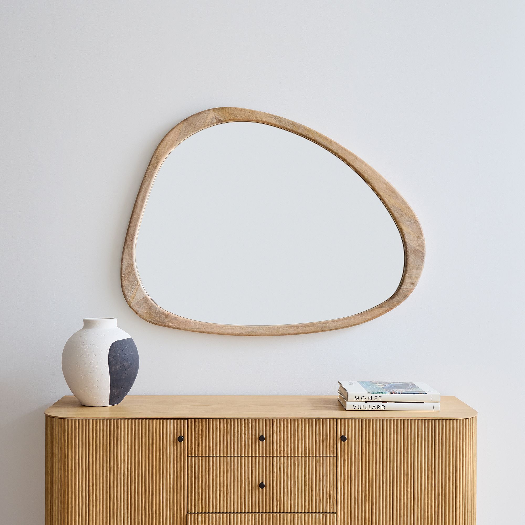 Mid-Century Asymmetrical Wood Wall Mirror | West Elm