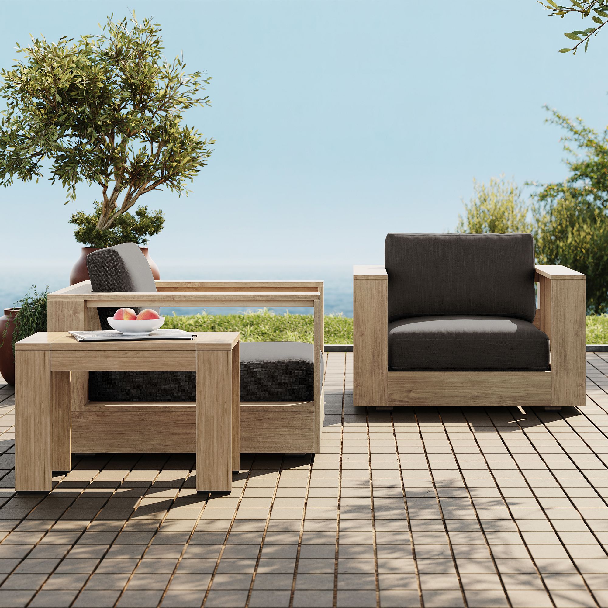 Telluride Outdoor Lounge Chairs & Side Table (29") Set | West Elm