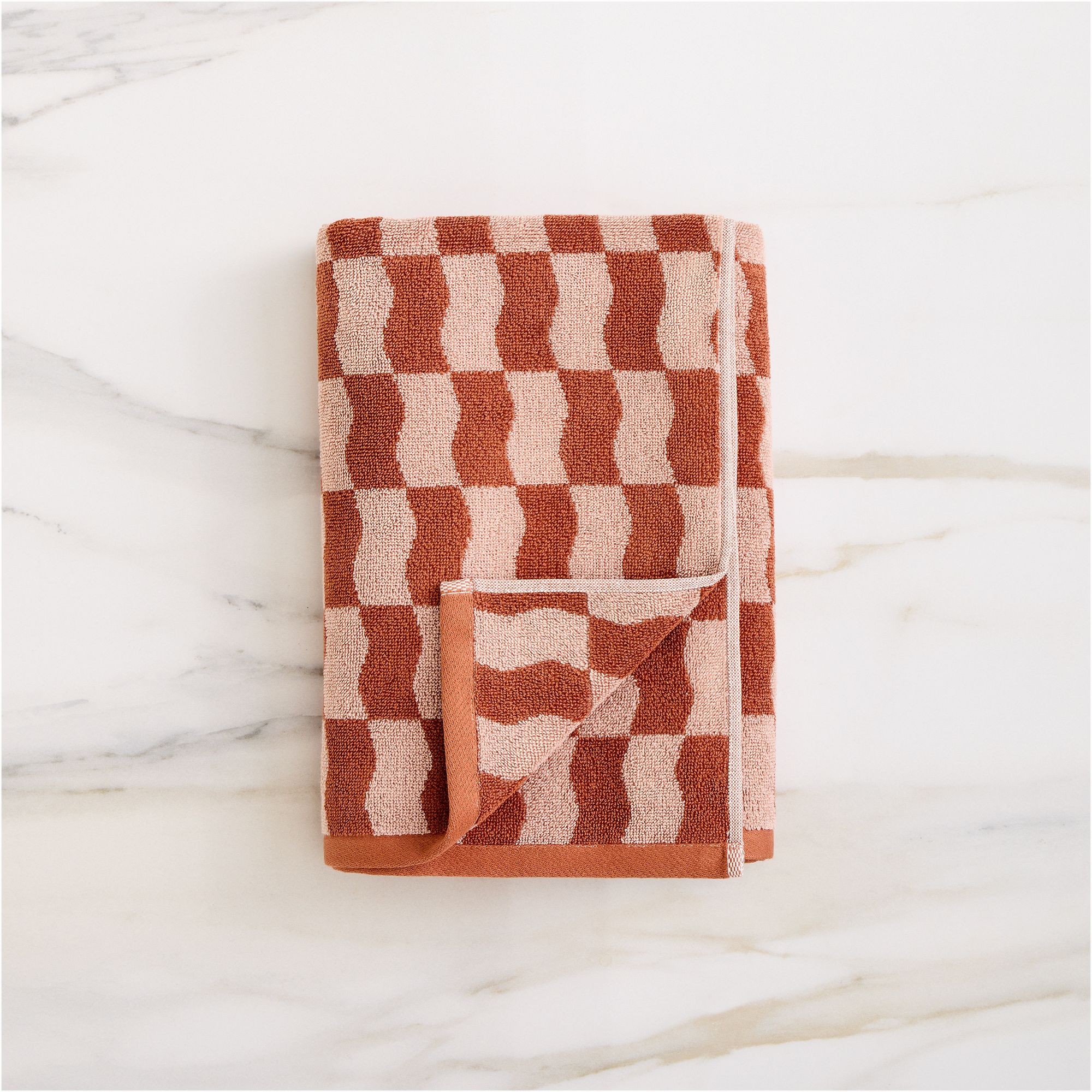 Wavy Block Towel, Sandalwood, Set of 4 (4 Bath Towels)