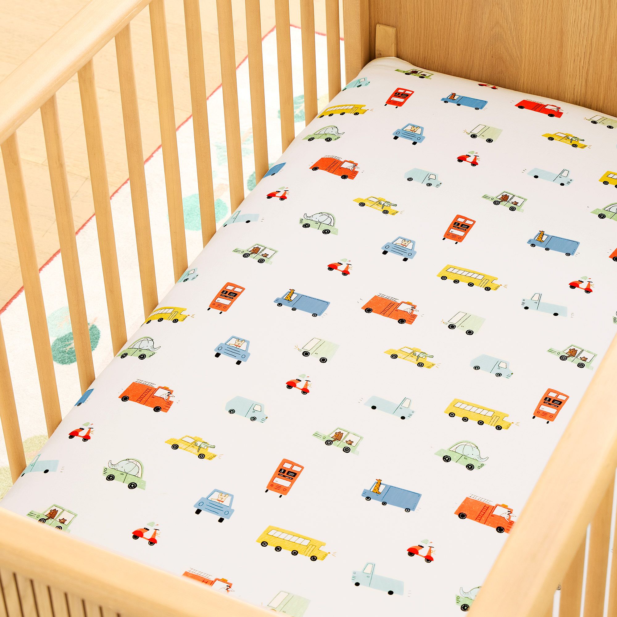 Organic Carpool Critters Crib Fitted Sheet | West Elm