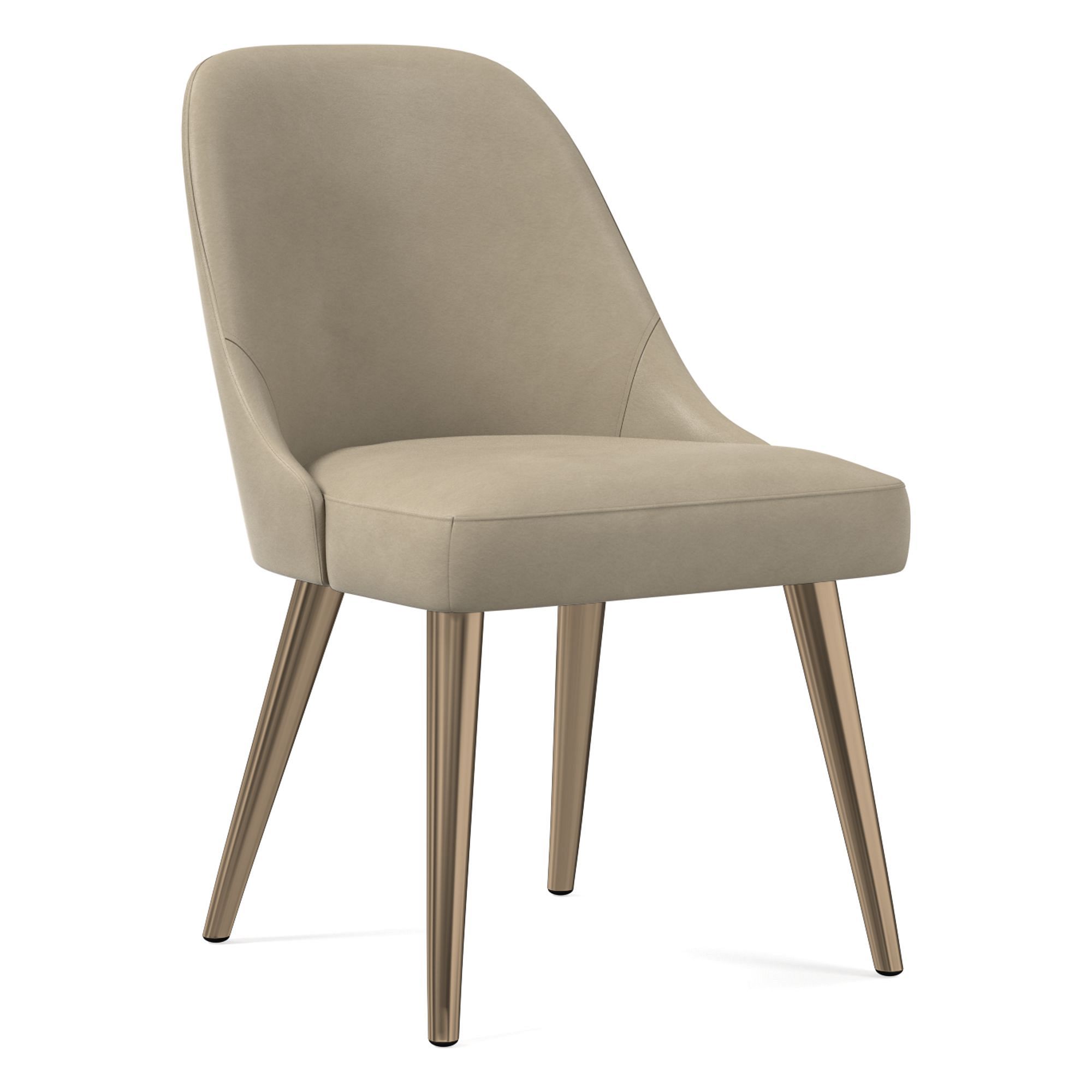 Mid-Century Leather Dining Chair - Metal Legs | West Elm