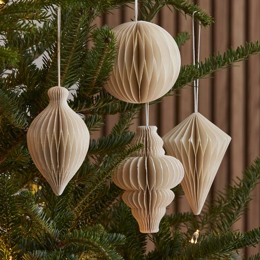 Cream Paper Ornaments (Set of 4) West Elm