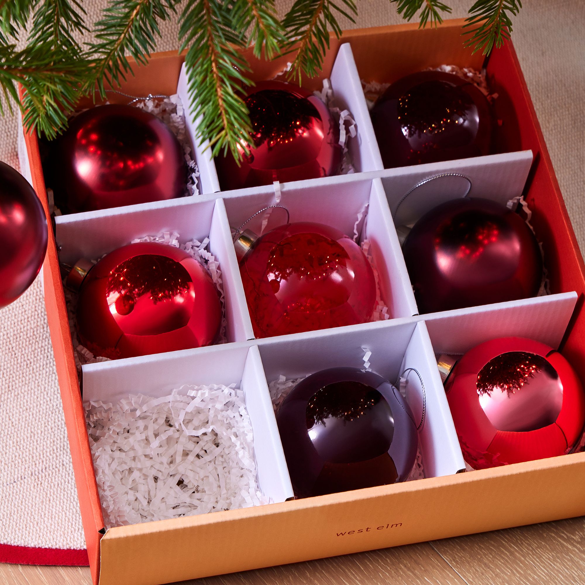 Alt image 3 for Medium Tonal Red Ornaments (Set of 9)