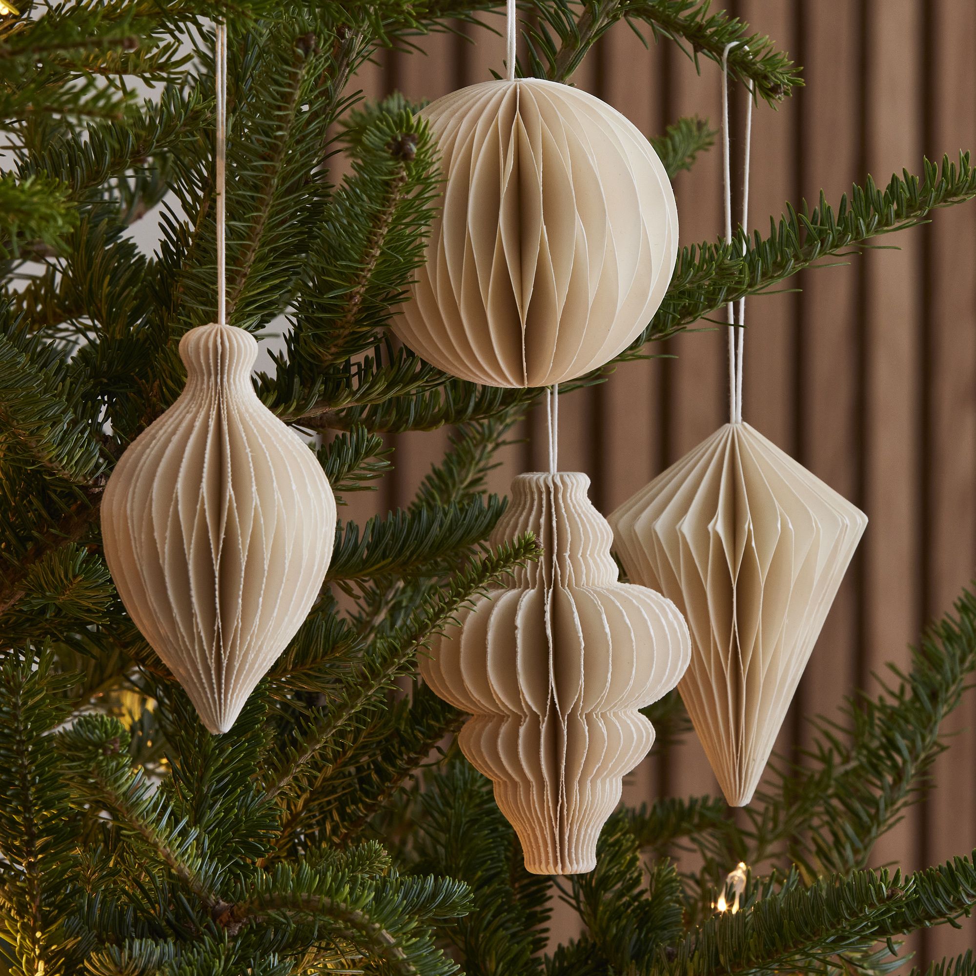 Cream Paper Ornaments (Set of 4) | West Elm