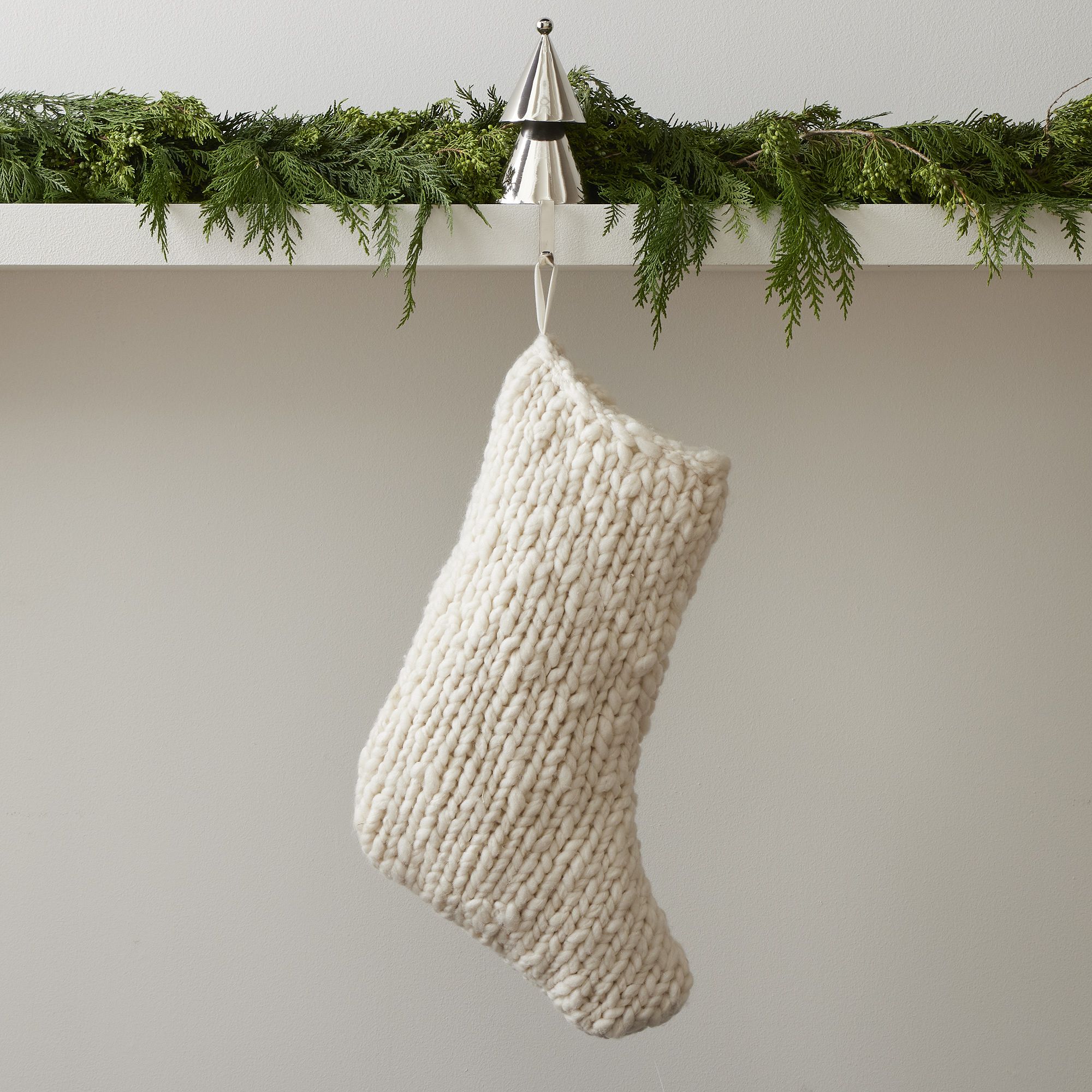 Chunky Alabaster Knit Stocking | West Elm