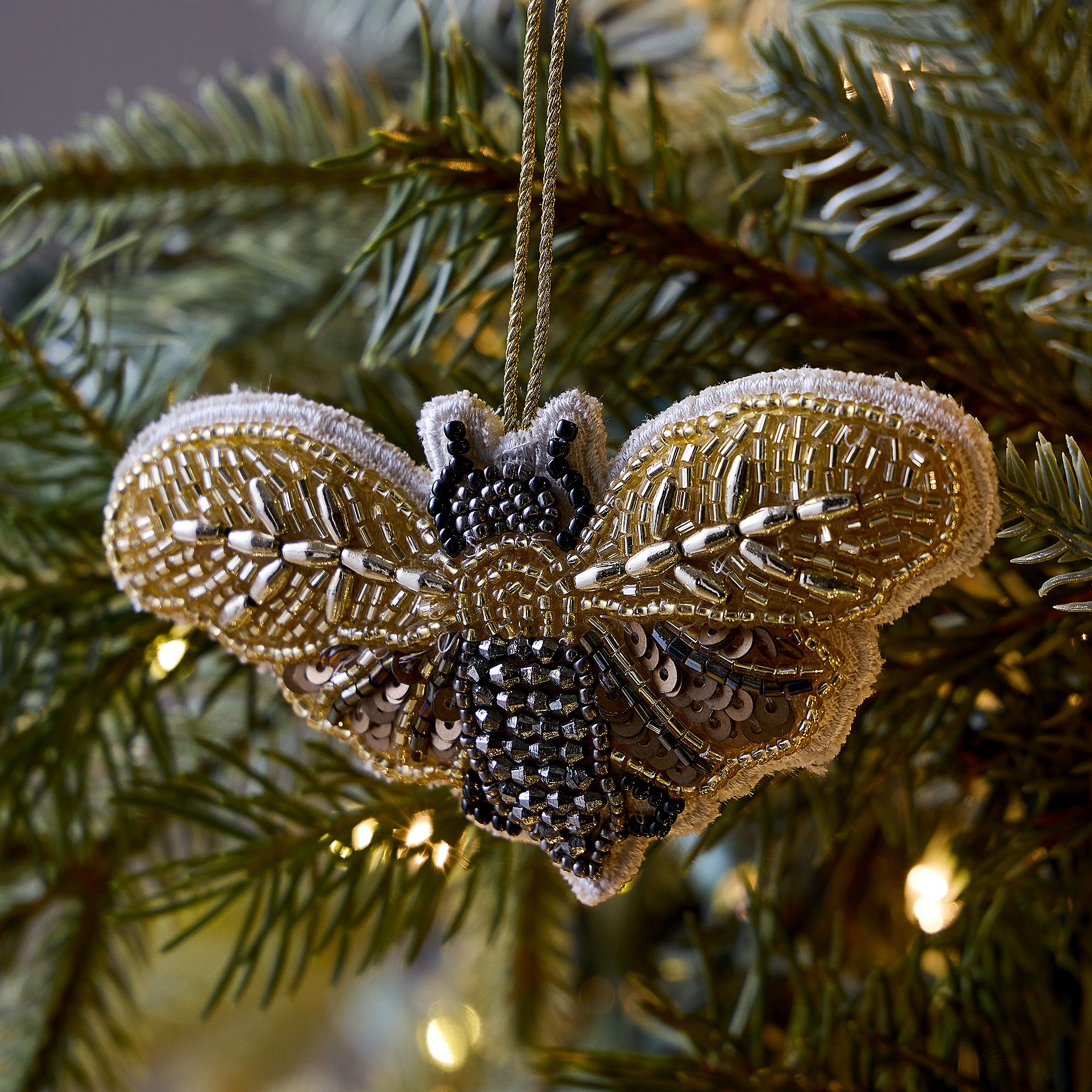 Embroidered Bee Wings Ornament | West Elm