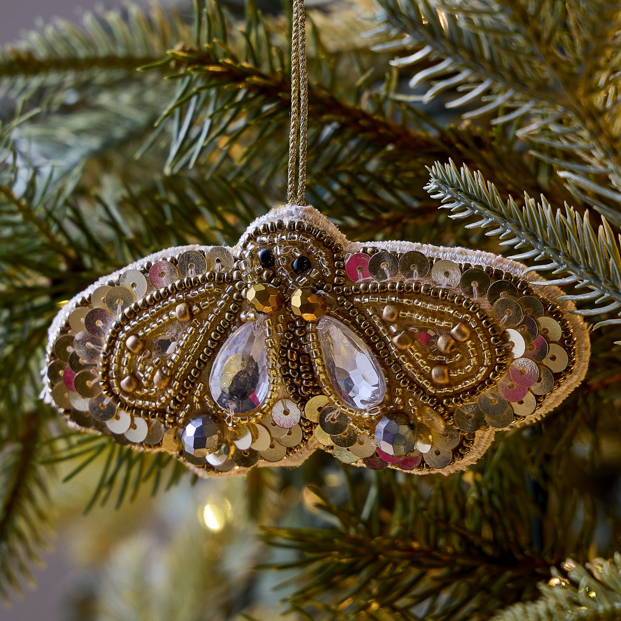 Embroidered Flying Bee Ornament | West Elm