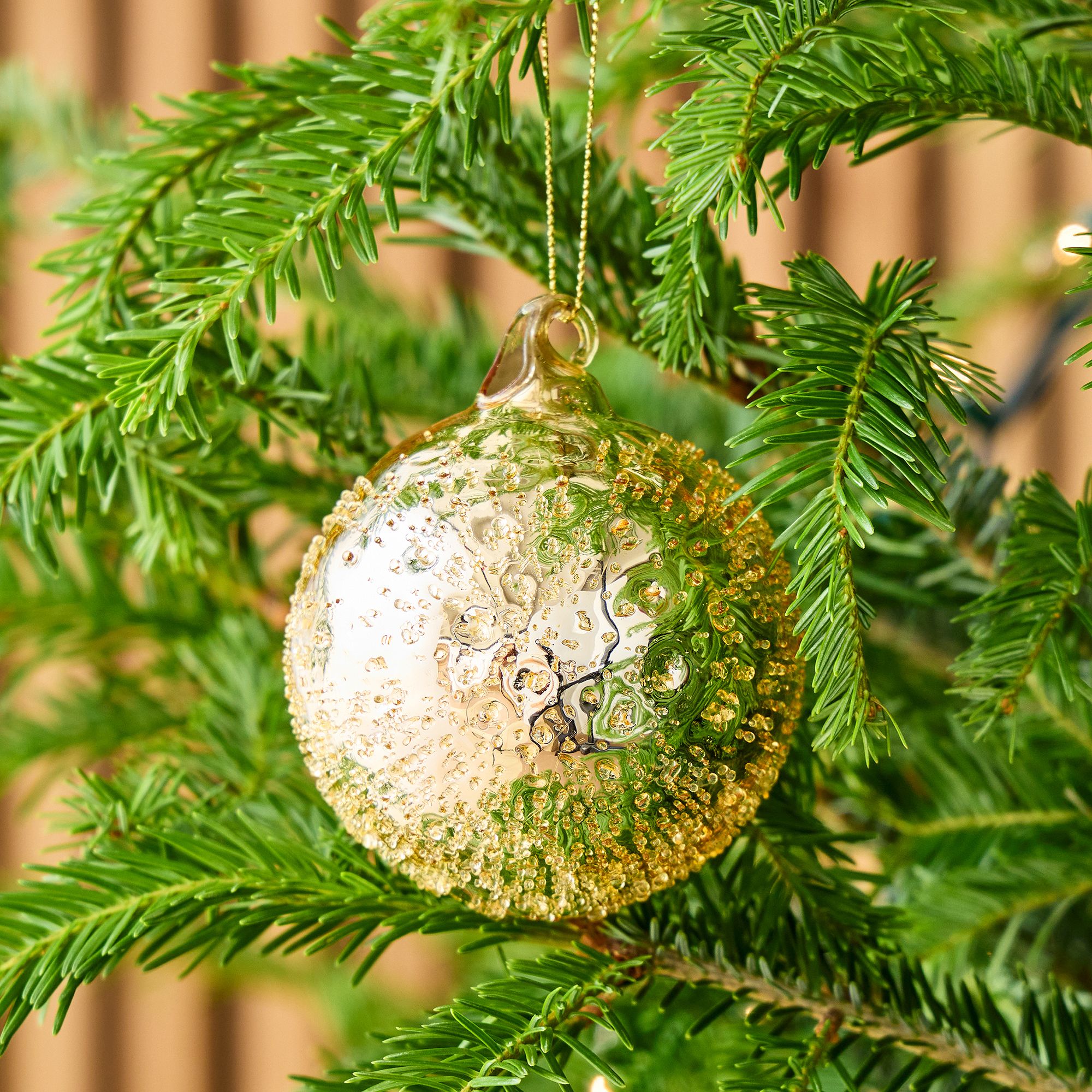 Gold Glitter Beaded Ball Ornament | West Elm