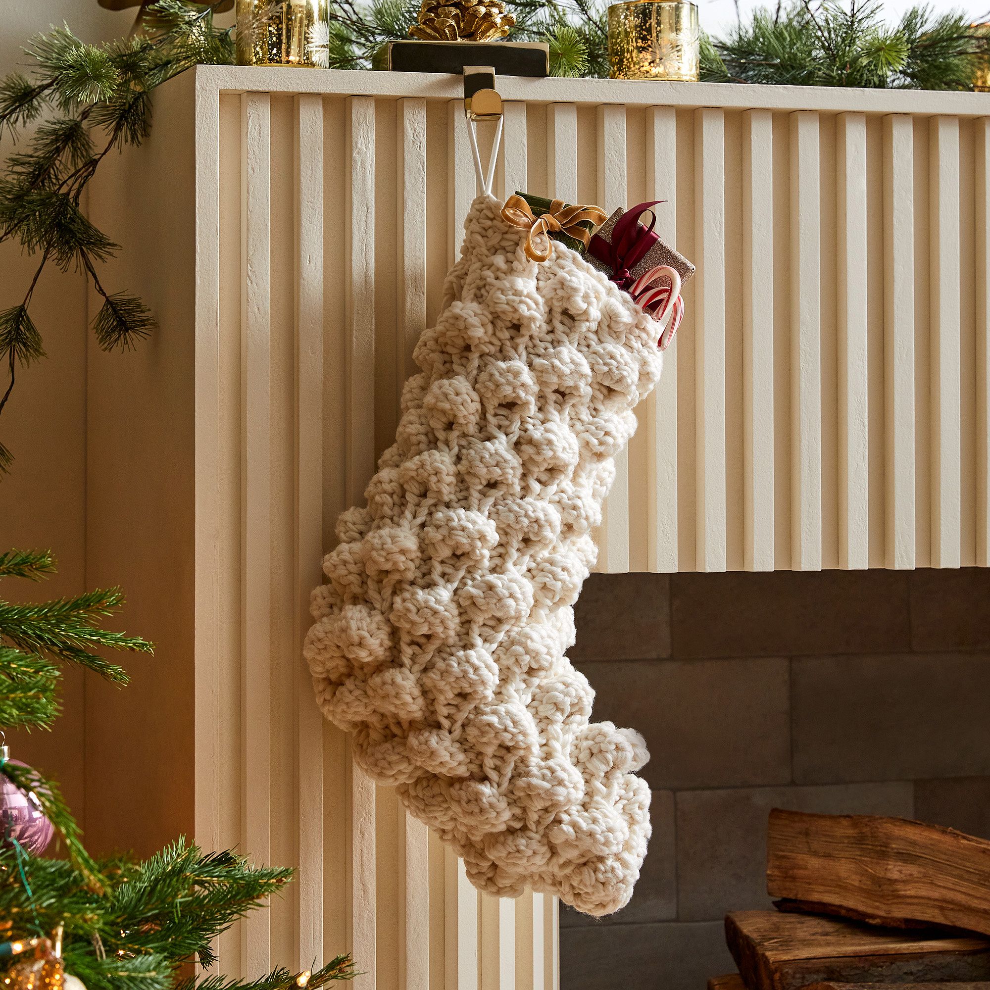 Chunky Bauble Knit Stockings | West Elm