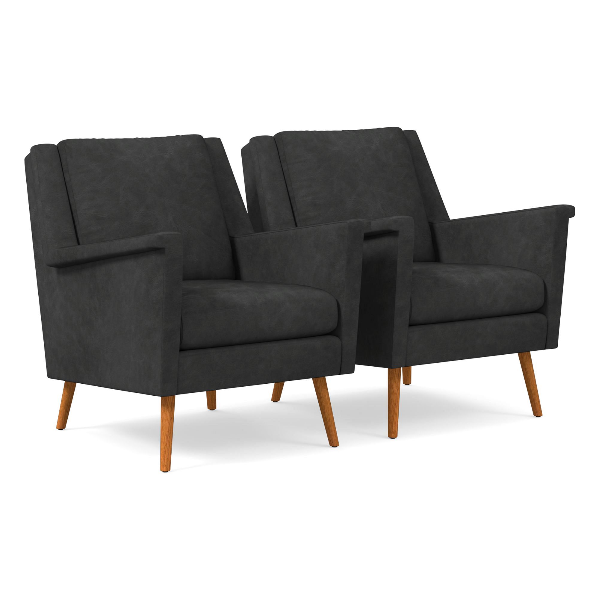 Carlo Leather Mid-Century Chair - Wood Legs | West Elm