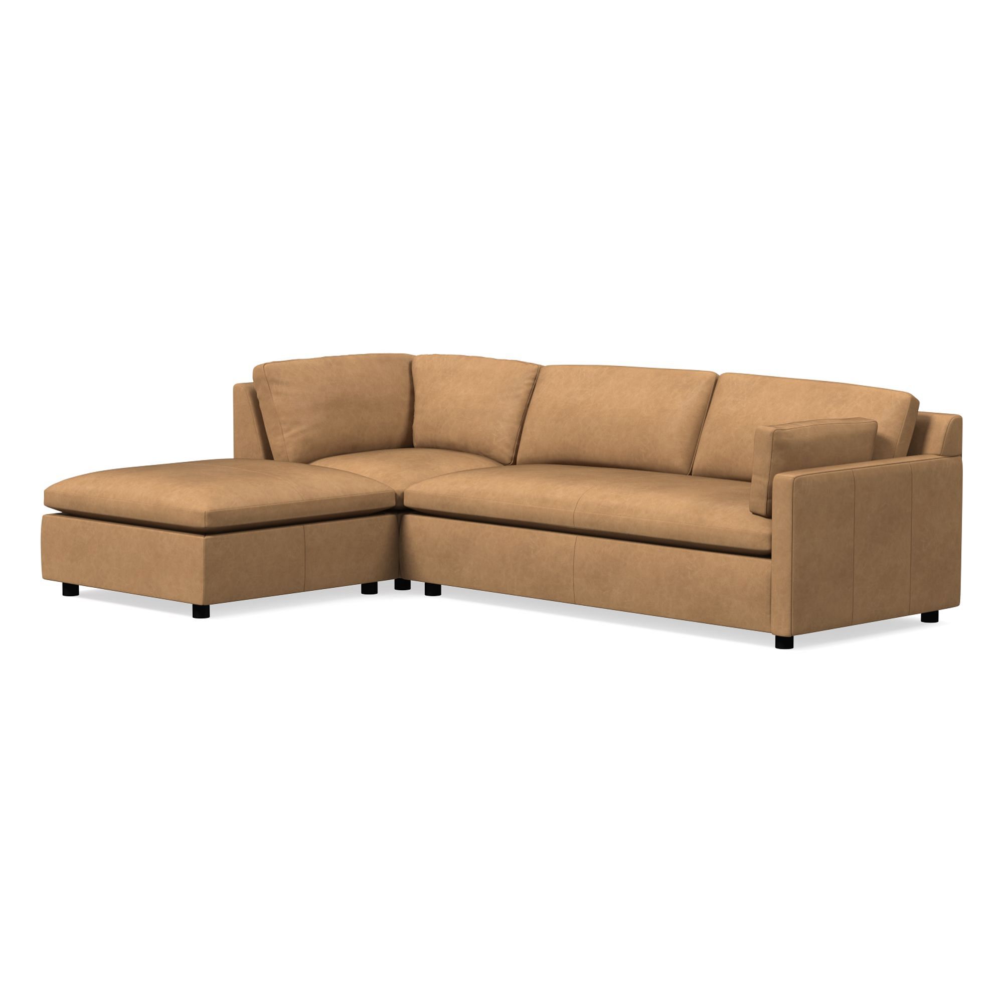 Marin Leather 3-Piece Ottoman Sectional (114") | West Elm