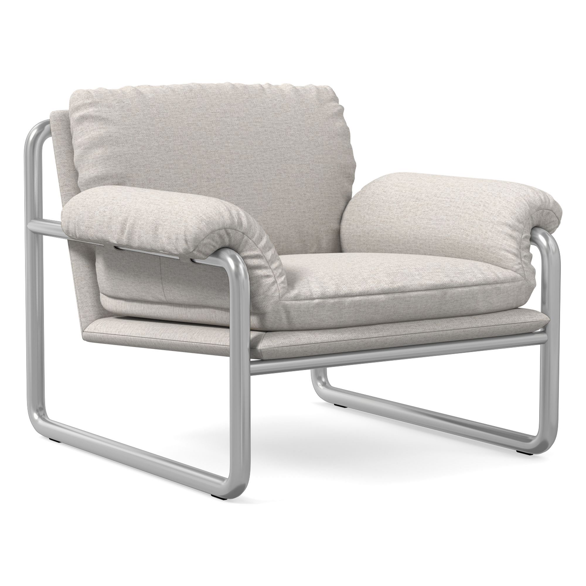 Desmond Chair, Deluxe Linen, Sand, Polished Stainless Steel