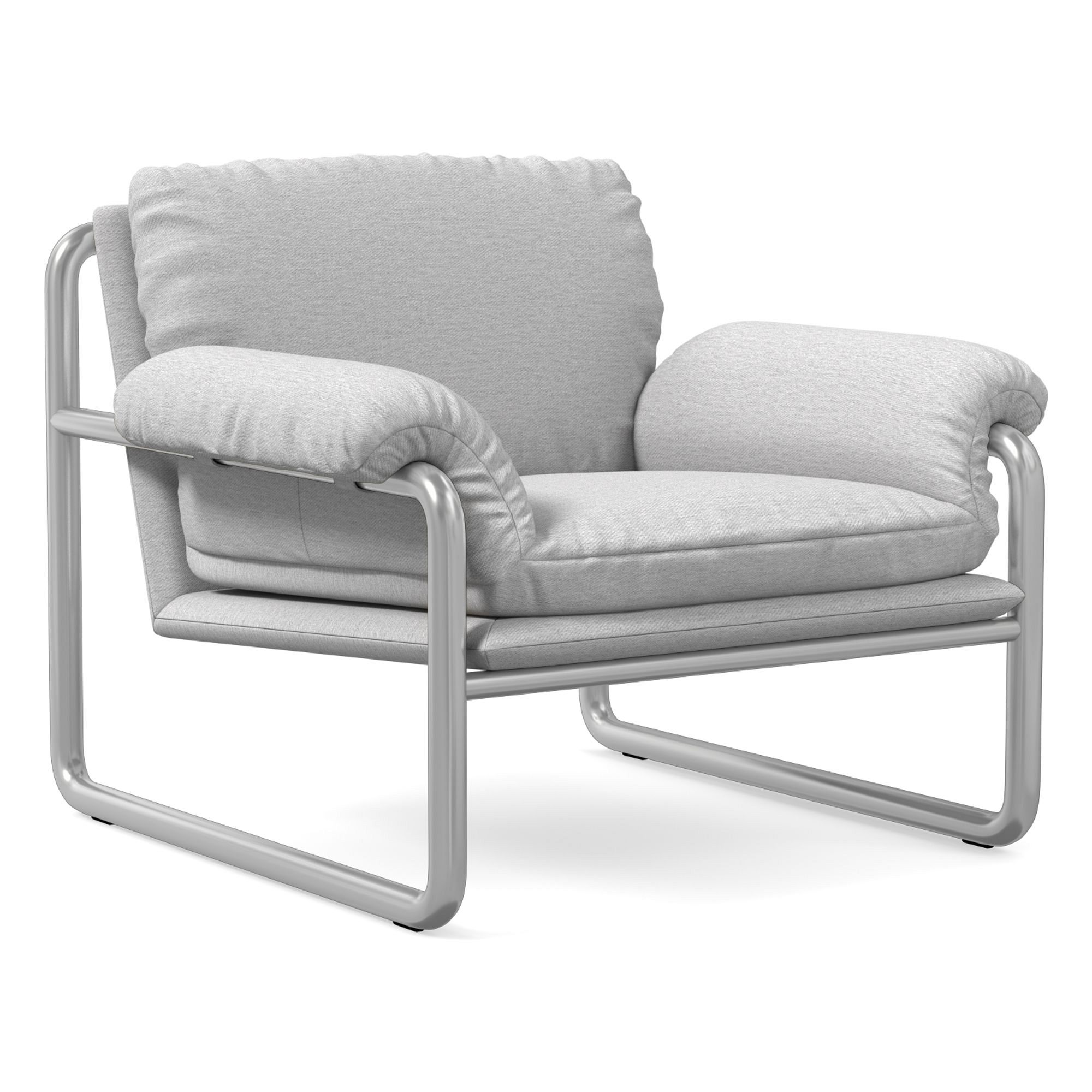 Desmond Chair, Deluxe Linen, Sand, Polished Stainless Steel