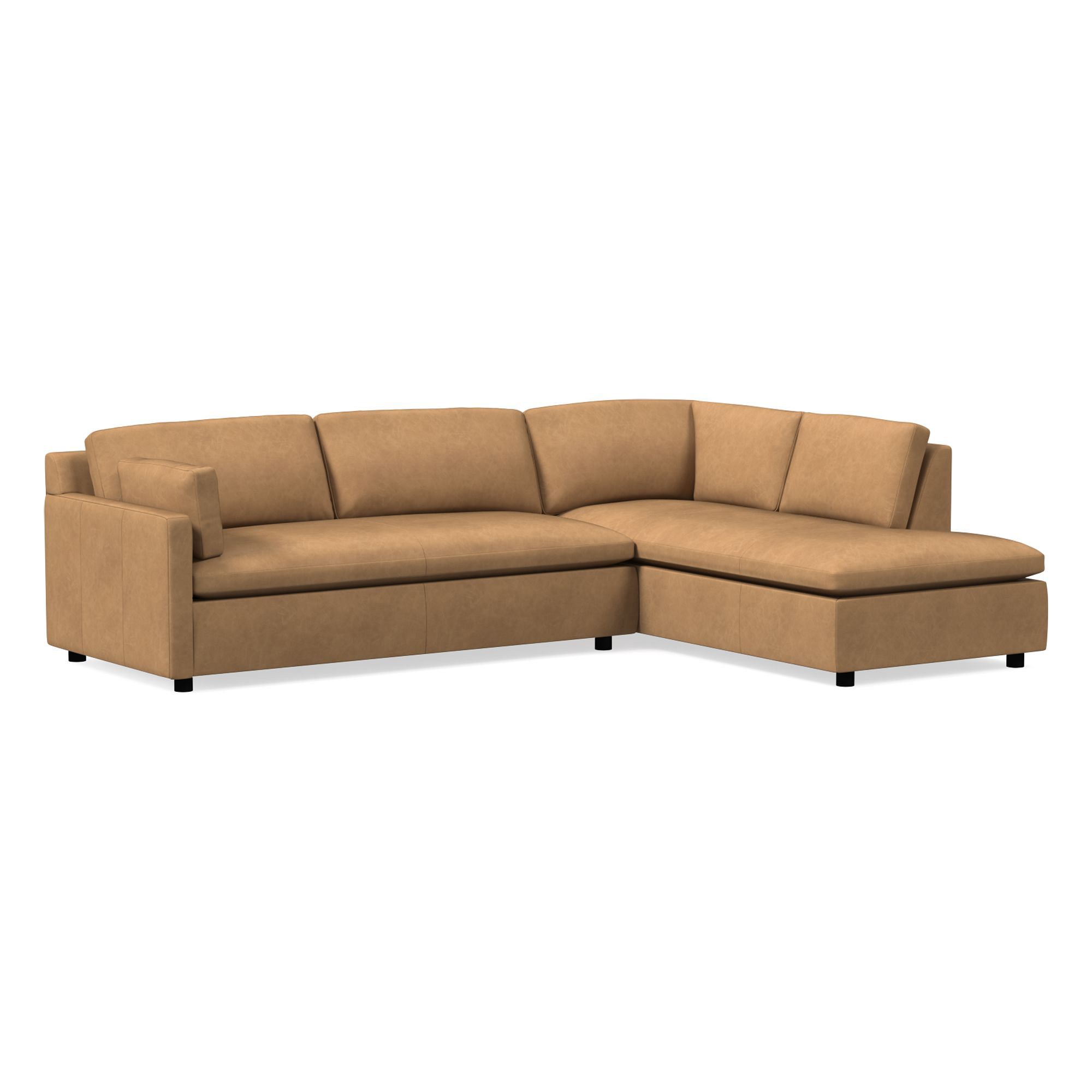 Marin Leather 2-Piece Bumper Chaise Sectional (114") | West Elm