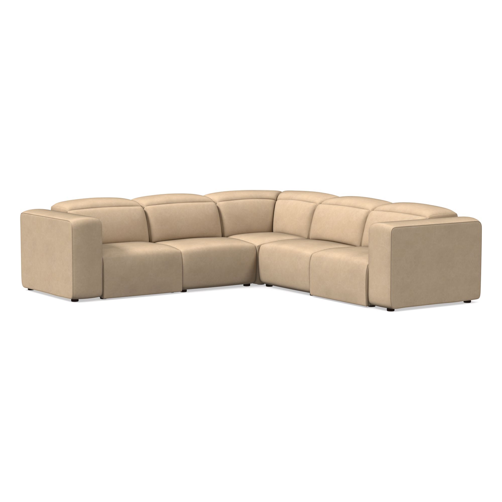 Leo Motion Reclining Leather 5-Piece L-Shaped Sectional (119") | West Elm