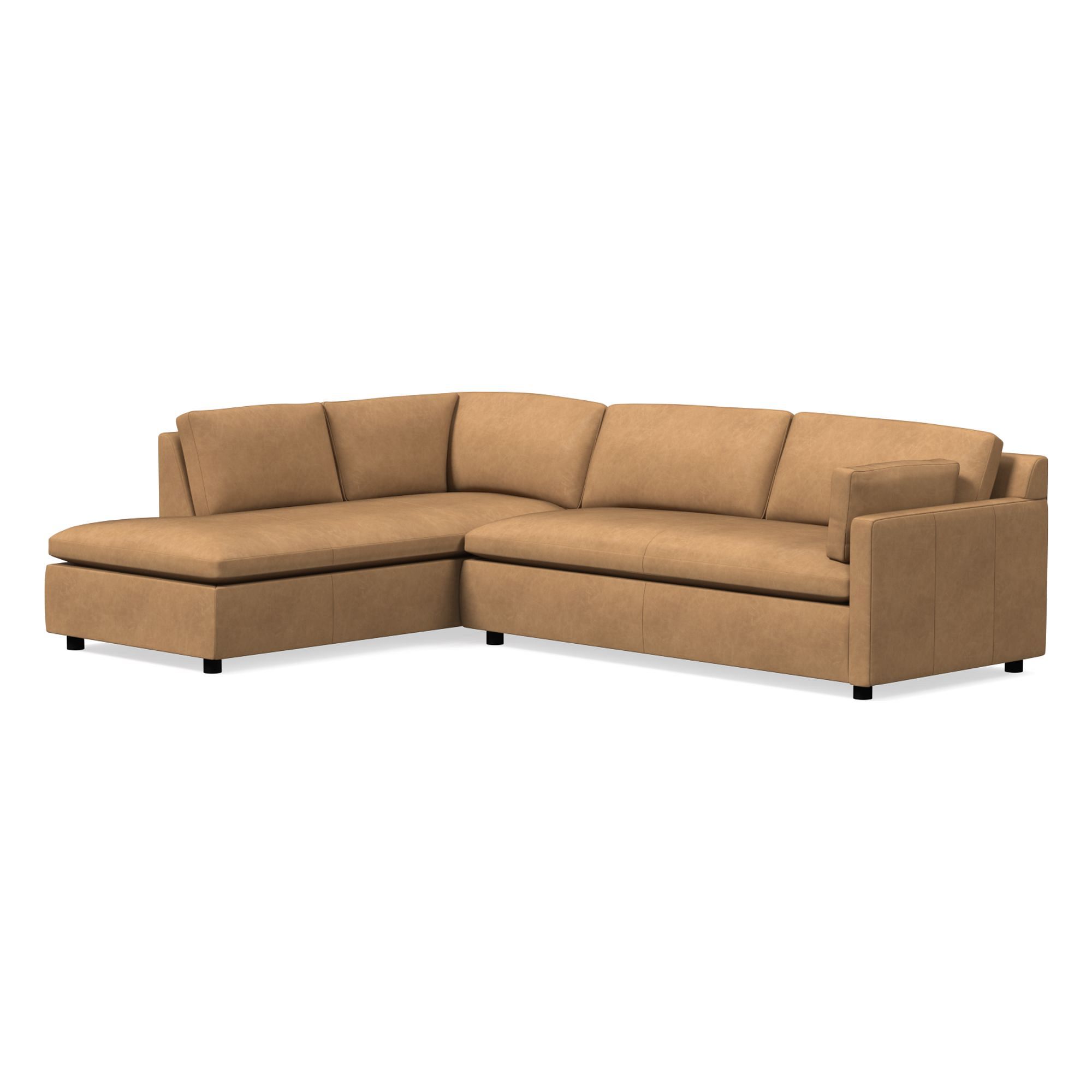 Marin Leather 2-Piece Bumper Chaise Sectional (114") | West Elm