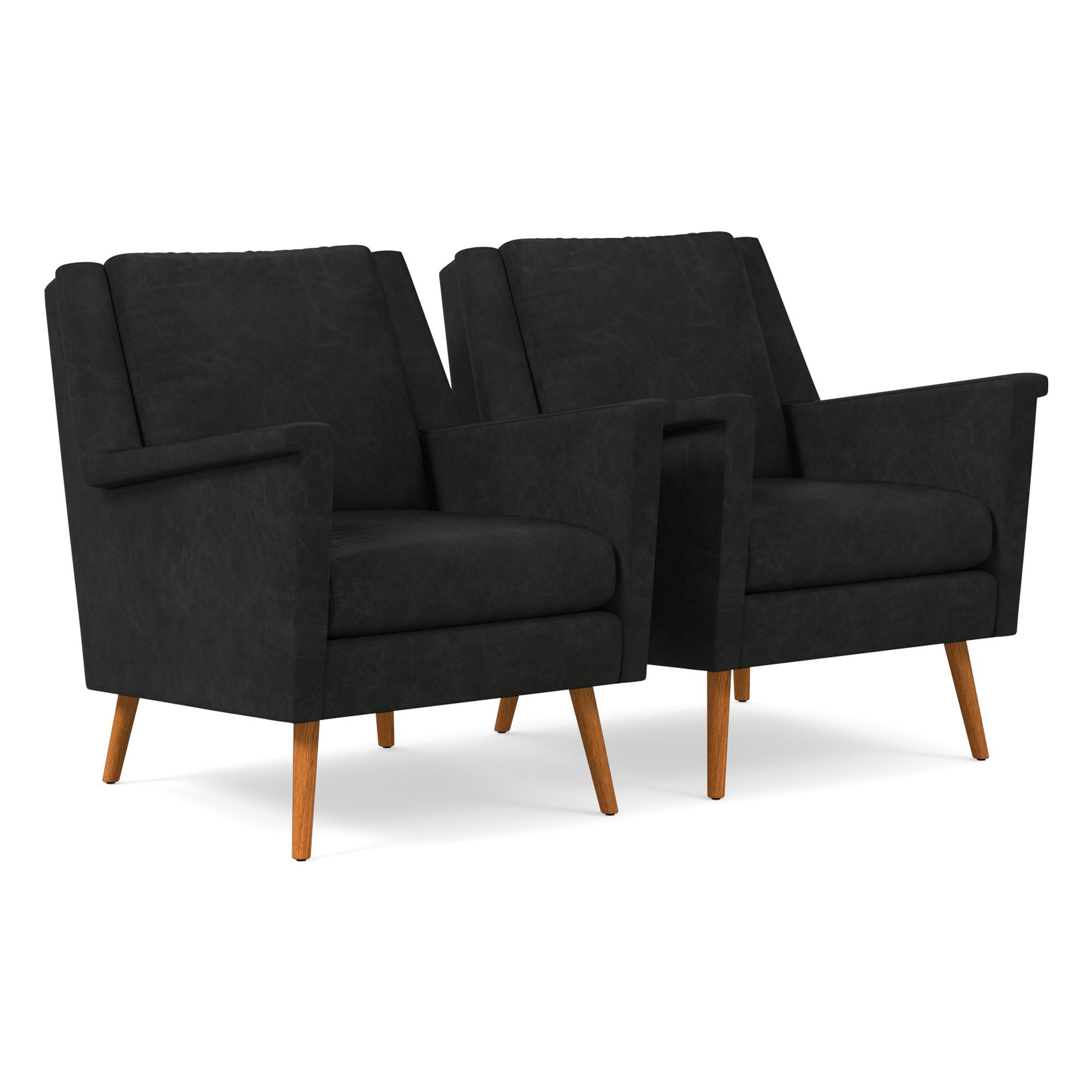 Carlo Leather Mid-Century Chair - Wood Legs | West Elm