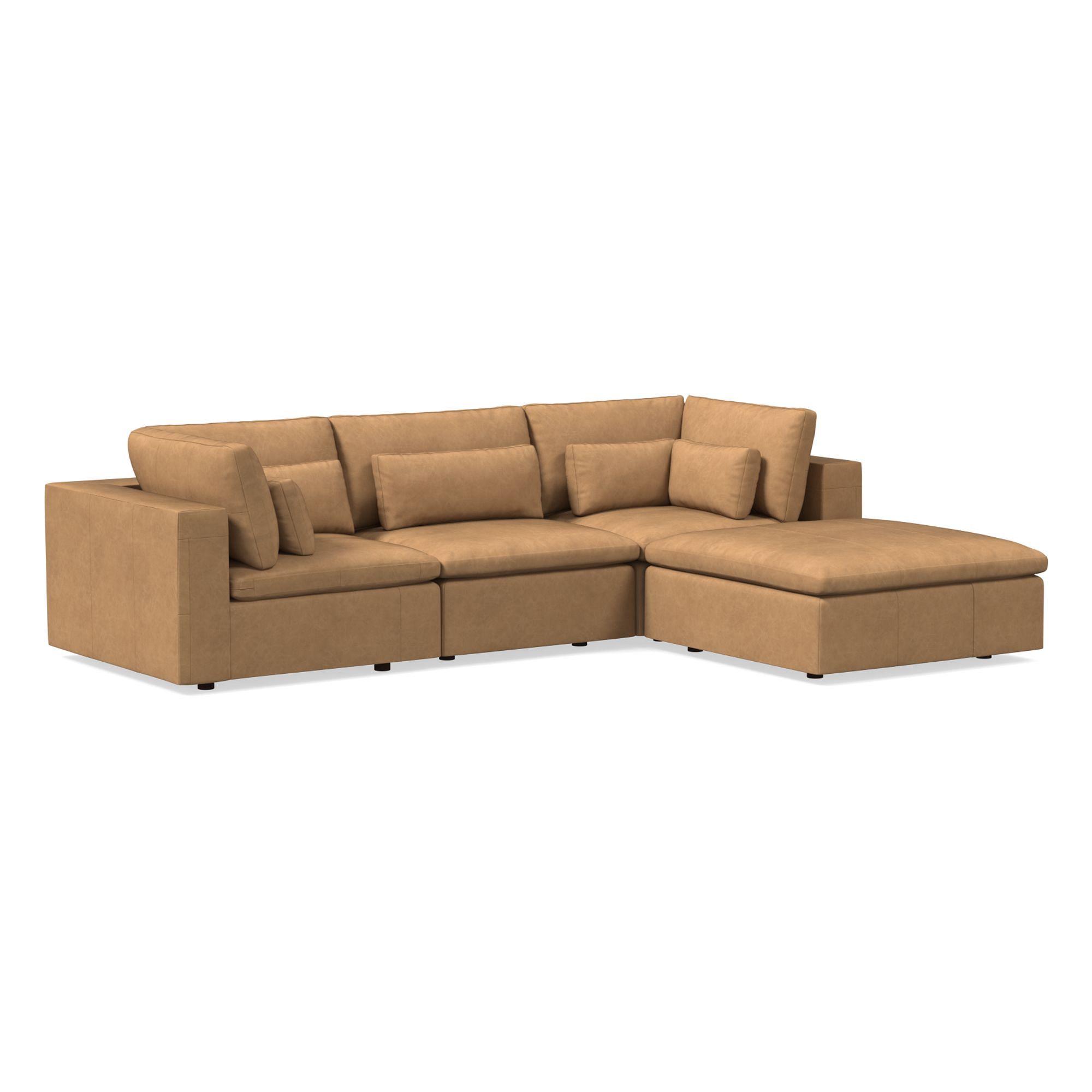 Harmony Modular Leather 4-Piece Ottoman Sectional (120") | West Elm