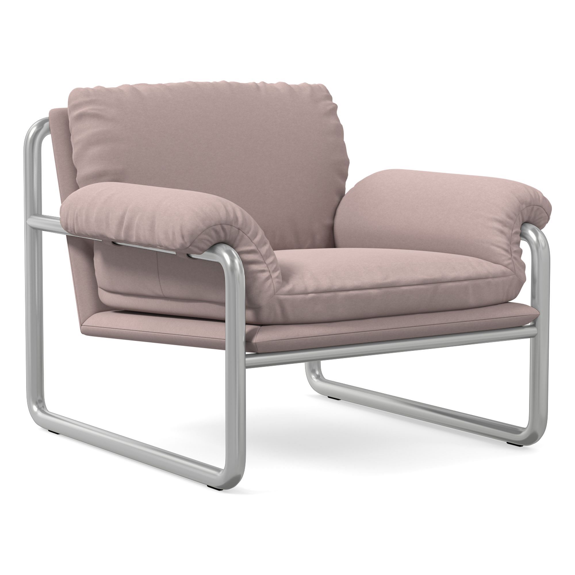 Desmond Chair, Deluxe Linen, Sand, Polished Stainless Steel