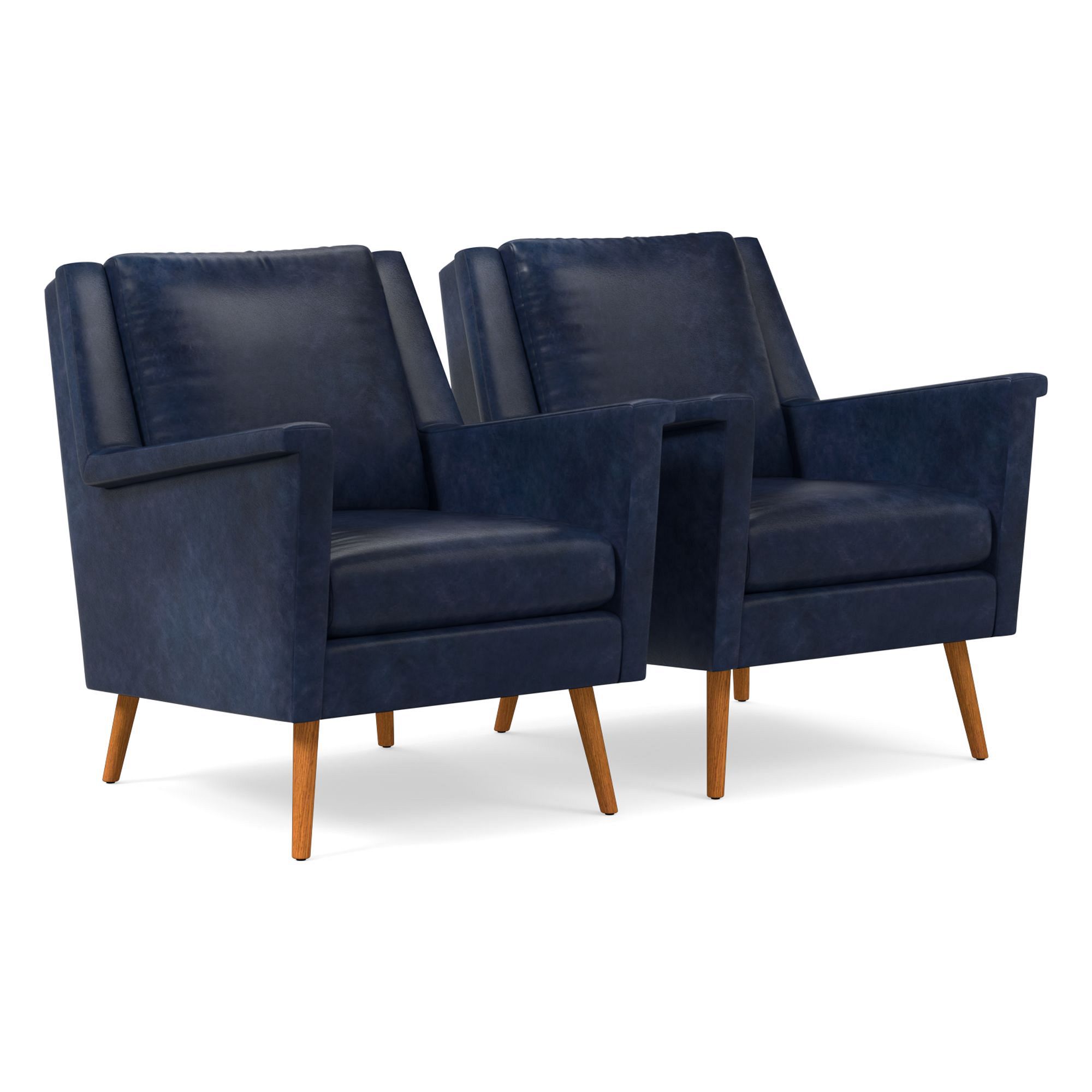 Carlo Leather Mid-Century Chair - Wood Legs | West Elm