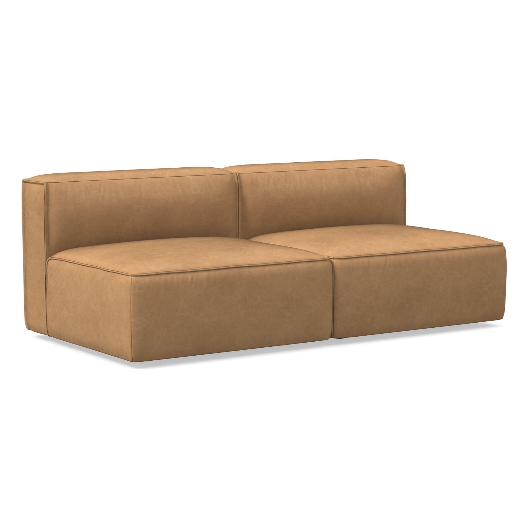 Remi Leather 2-Piece Armless Sofa (70") | West Elm