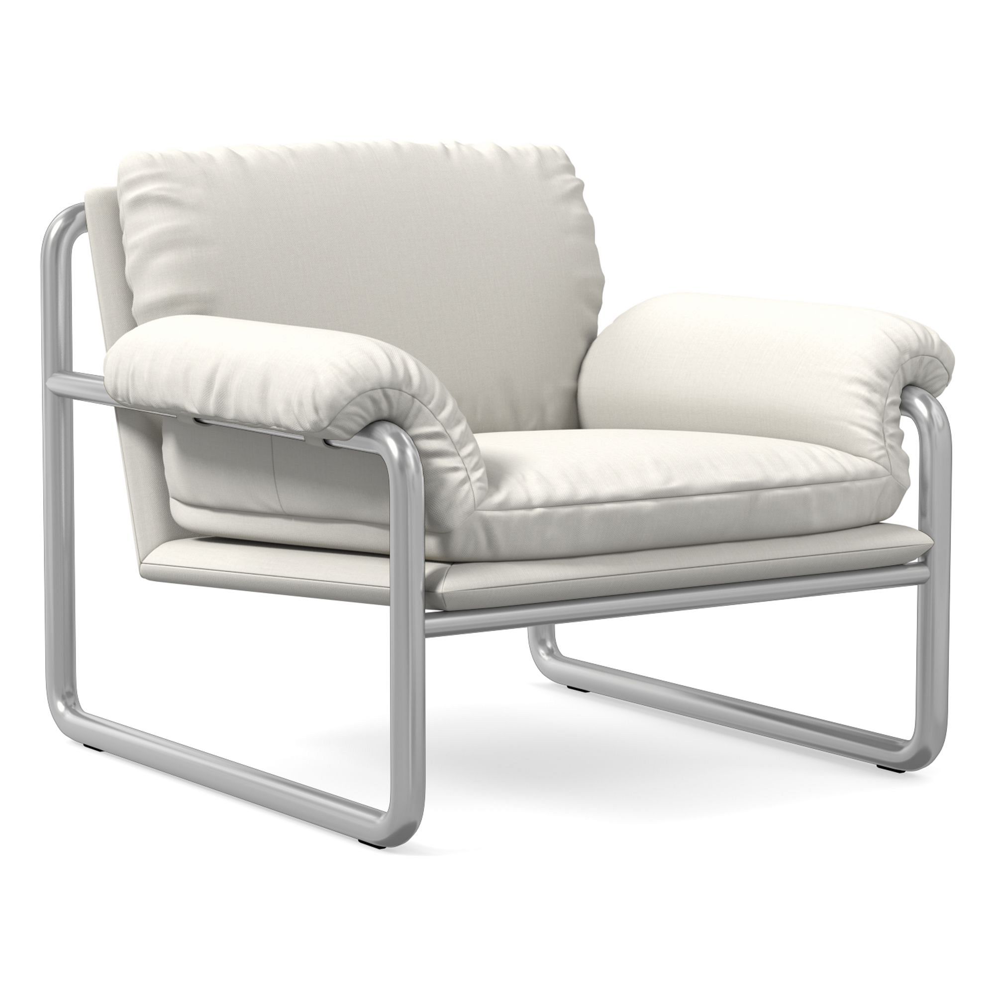 Desmond Chair, Deluxe Linen, Sand, Polished Stainless Steel