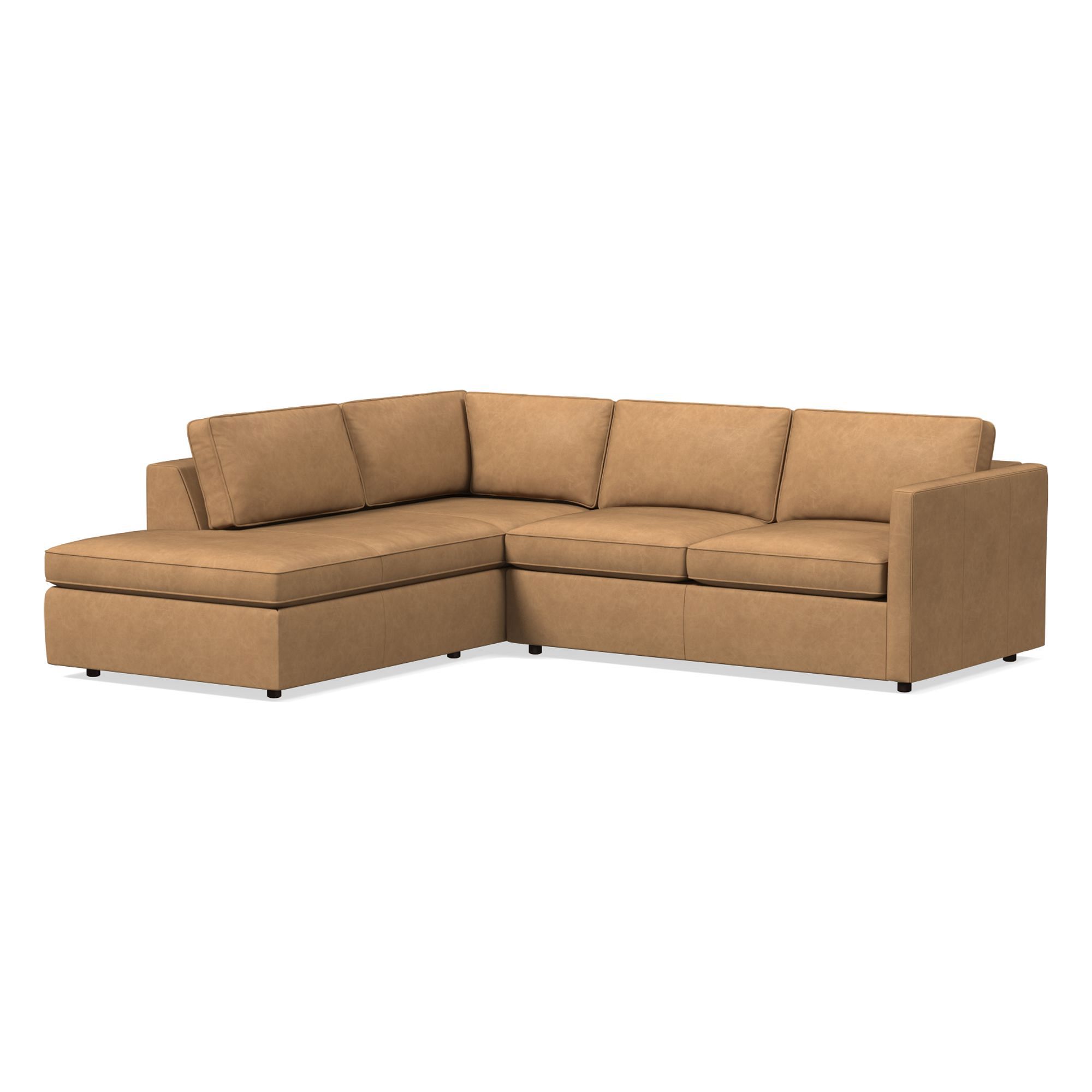 Harris Leather 2-Piece Bumper Chaise Sectional (106"–116") | West Elm