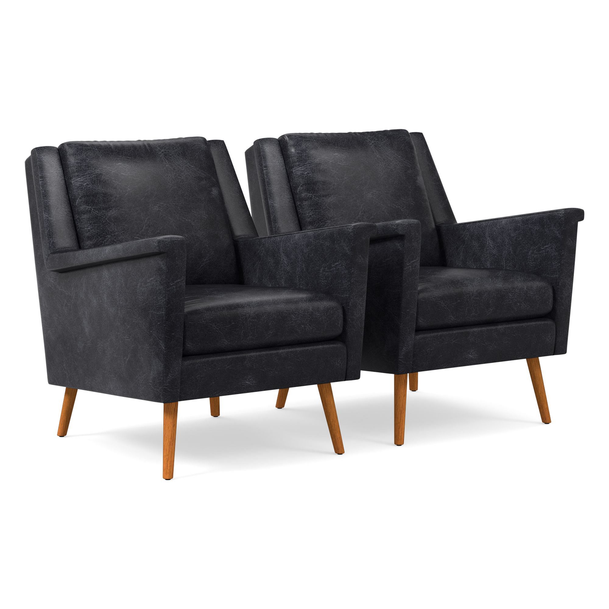 Carlo Leather Mid-Century Chair - Wood Legs | West Elm