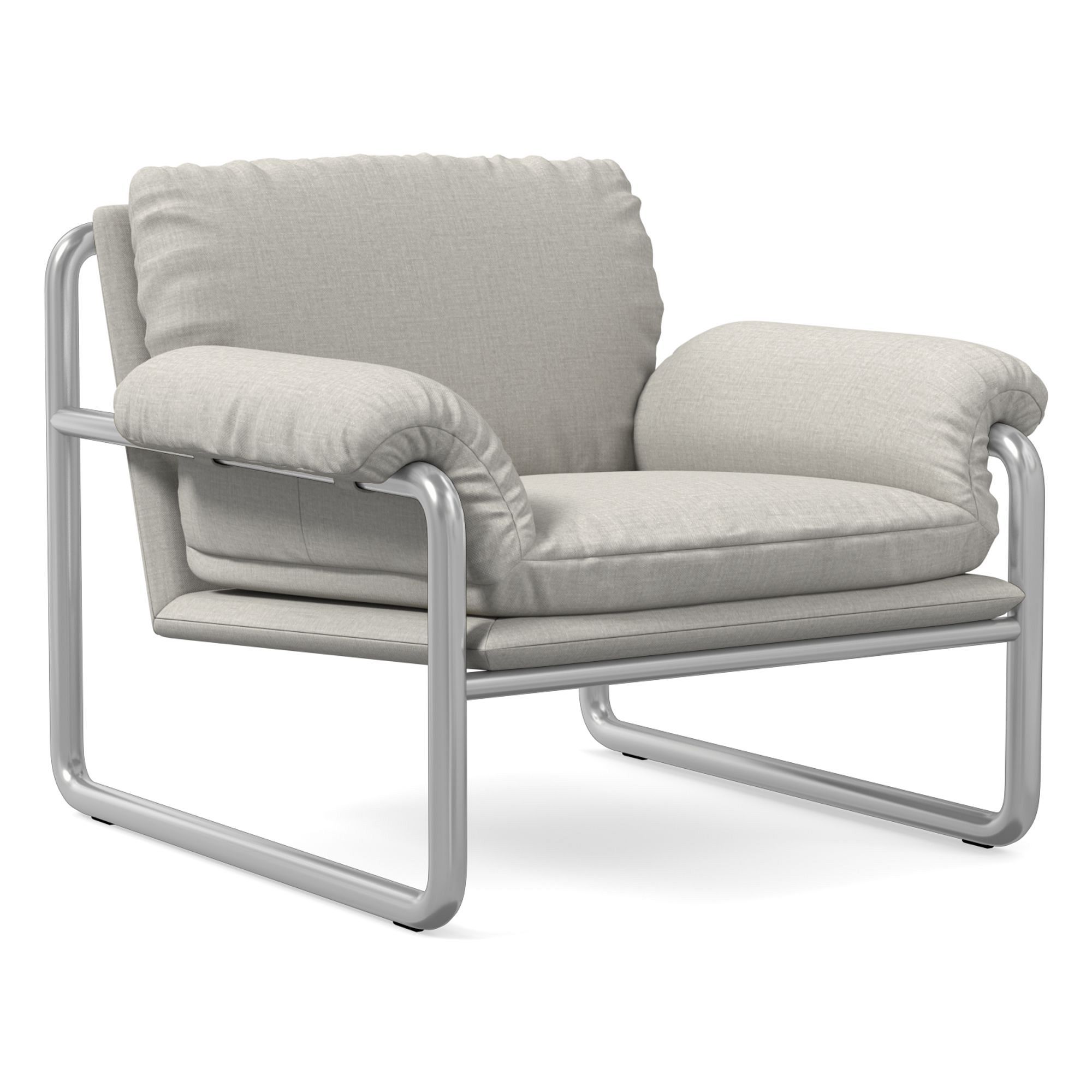 Desmond Chair, Deluxe Linen, Sand, Polished Stainless Steel