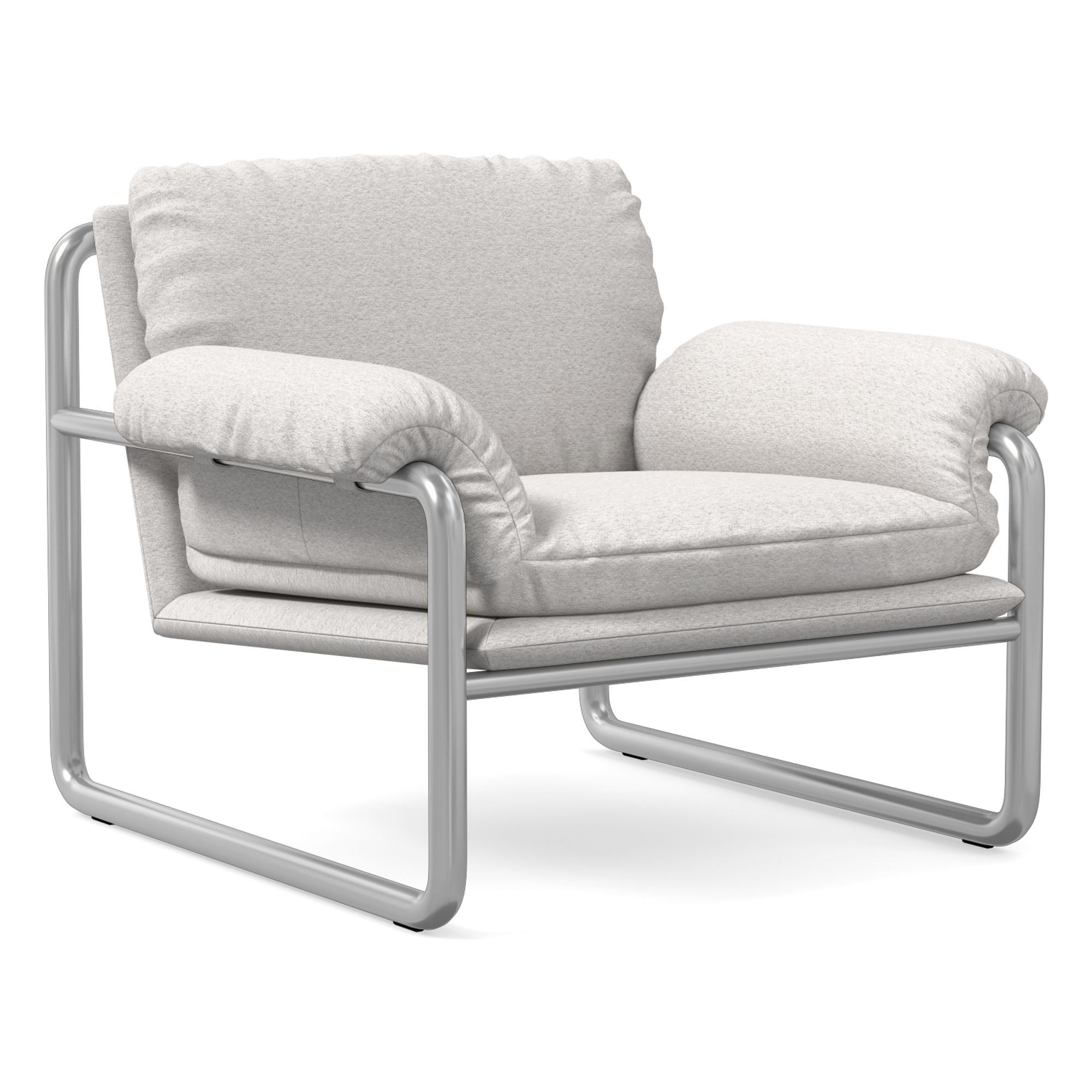 Desmond Chair, Deluxe Linen, Sand, Polished Stainless Steel