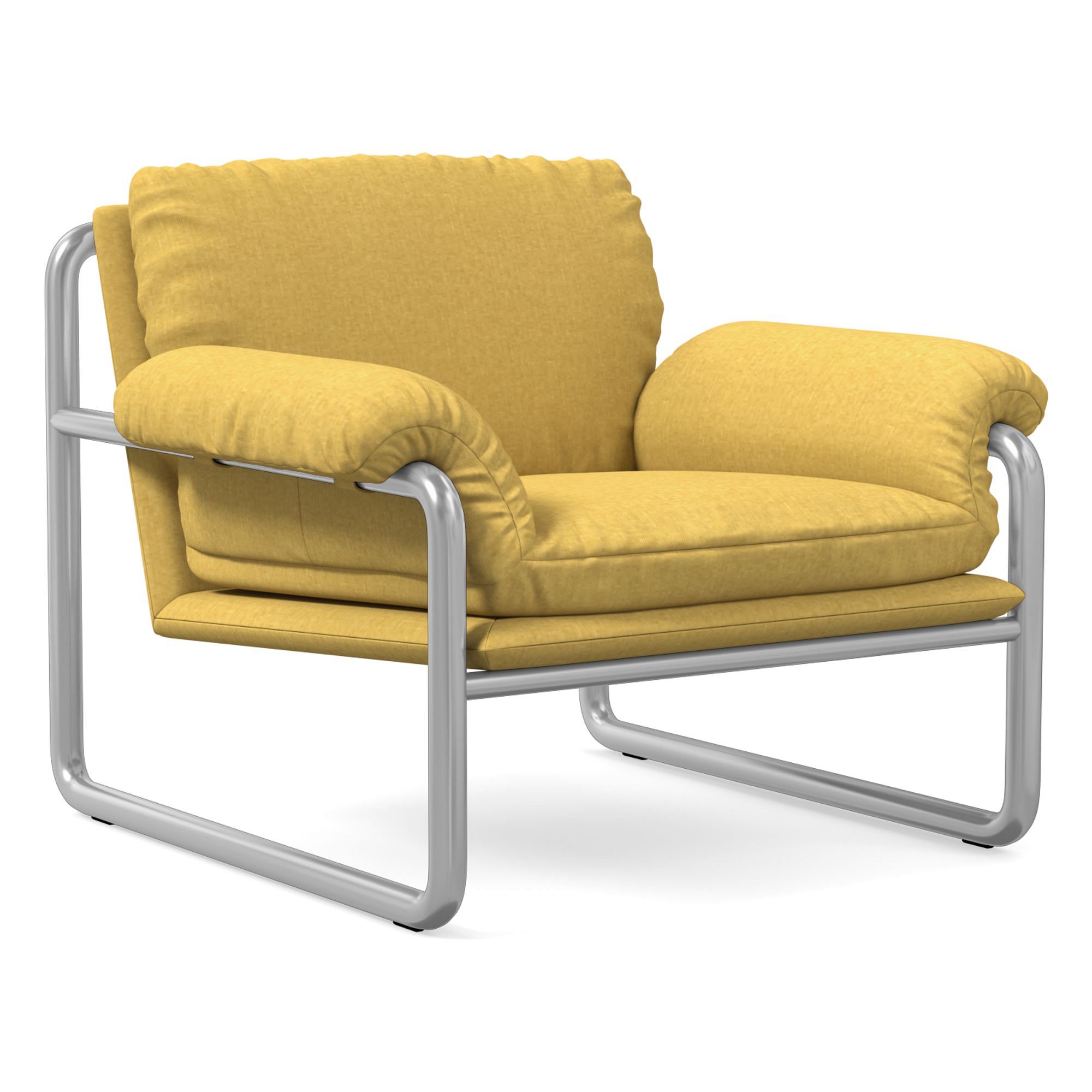 Desmond Chair, Deluxe Linen, Sand, Polished Stainless Steel