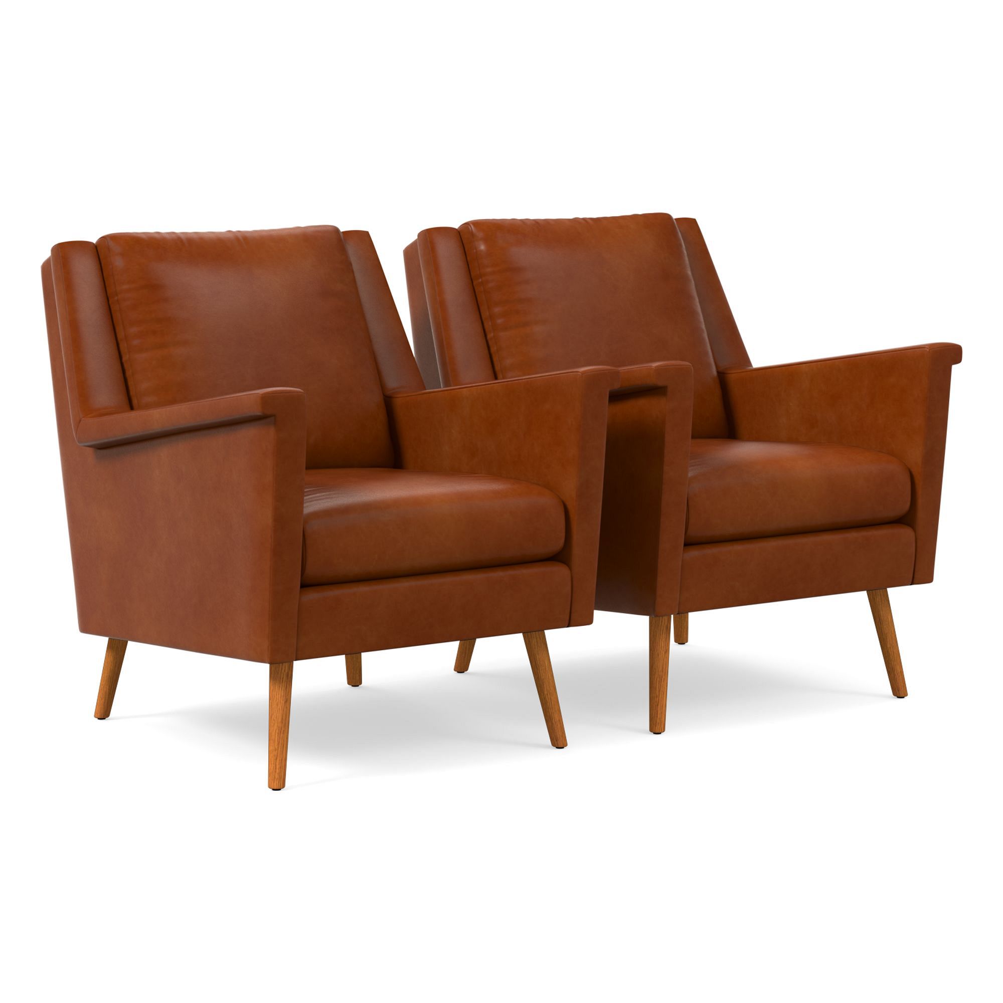 Carlo Leather Mid-Century Chair - Wood Legs | West Elm