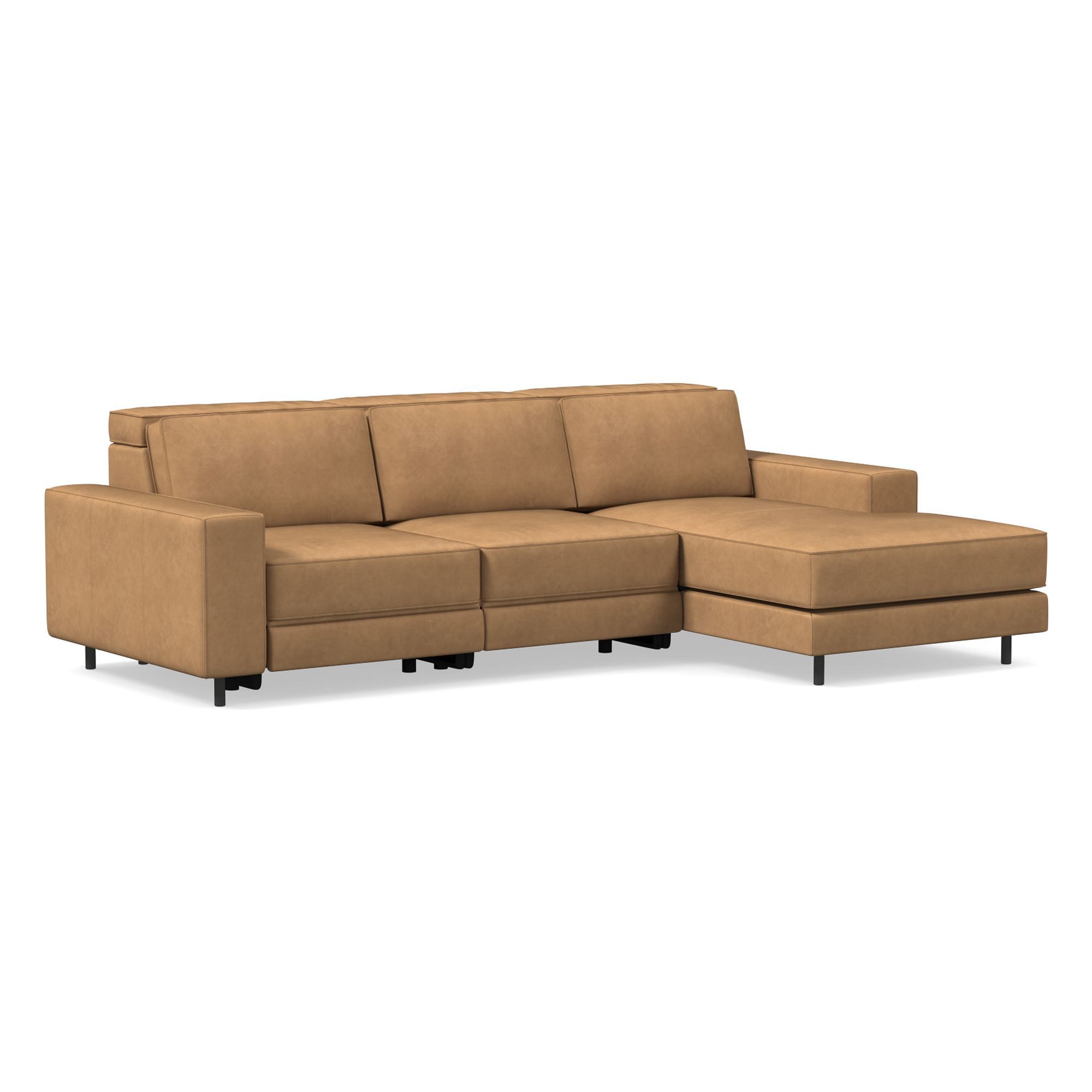 Axel Motion Leather 3 Piece Reclining Chaise Sectional | Sofa With West Elm