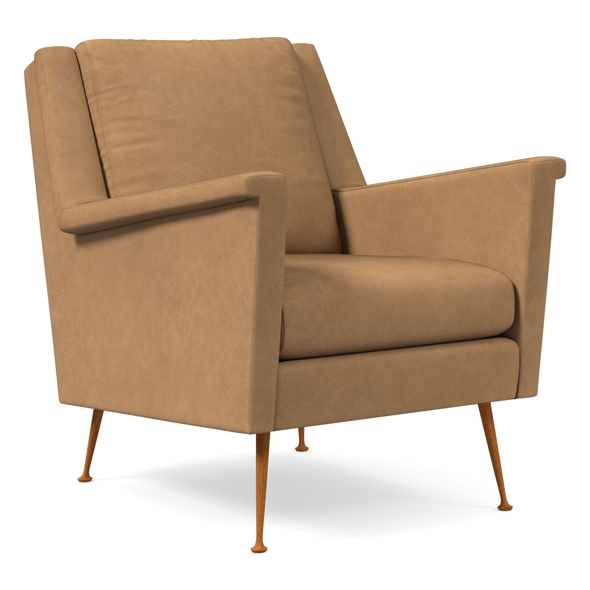 Carlo Leather Mid-Century Chair - Wood Legs | West Elm