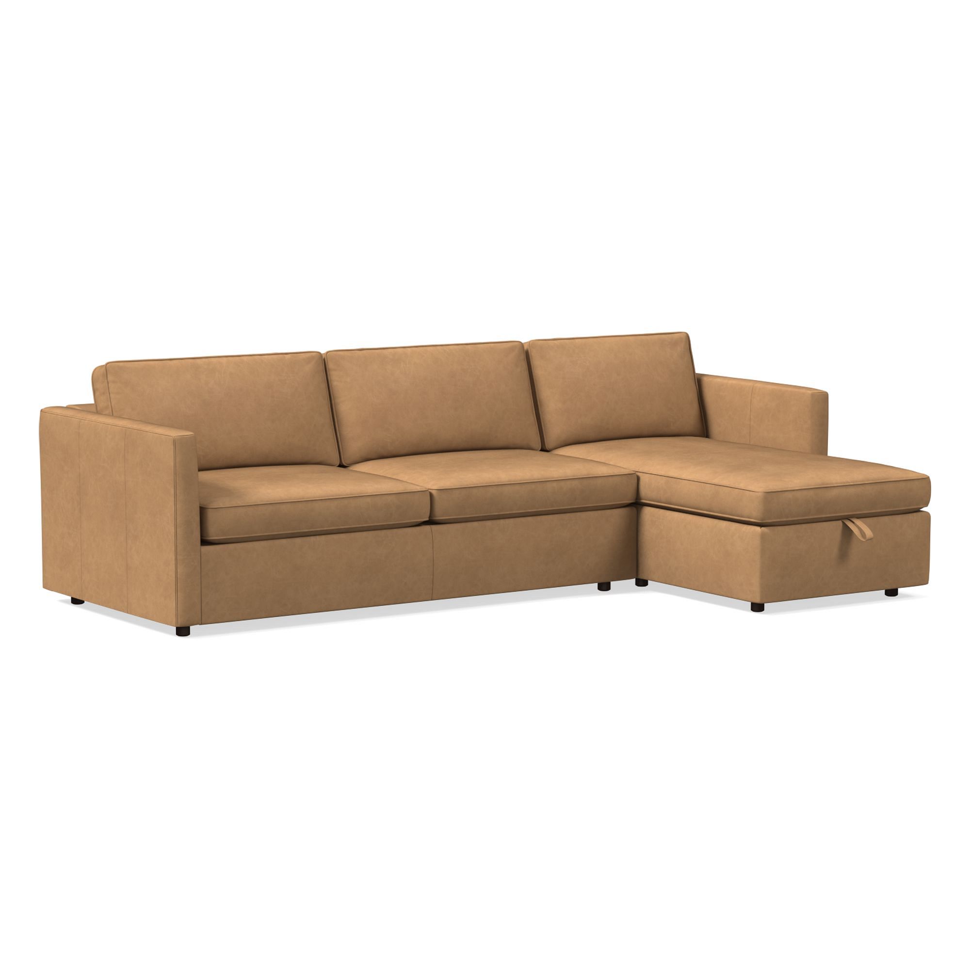 Harris Leather 2-Piece Sleeper Sectional w/ Storage Chaise (108") | West Elm