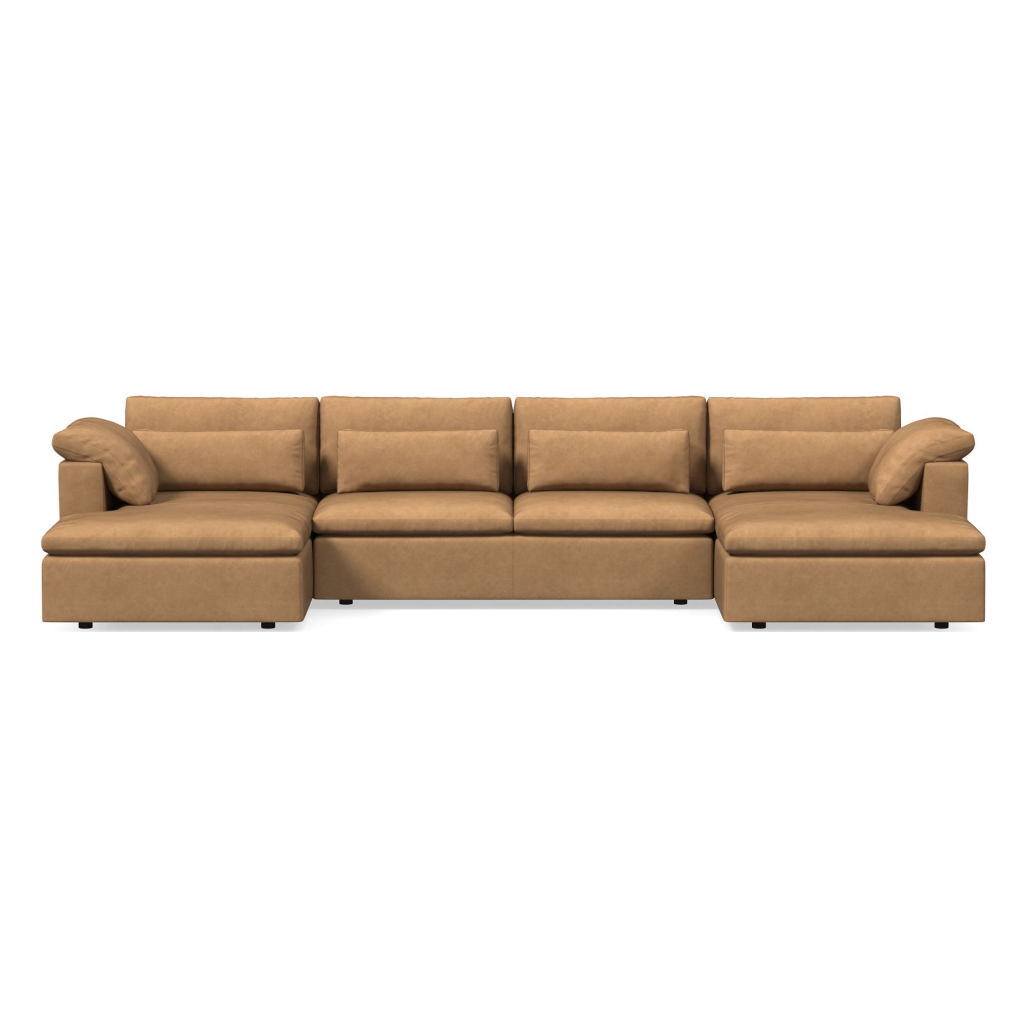 Harmony Modular Leather 3-Piece U-Shaped Chaise Sectional (158") | West Elm