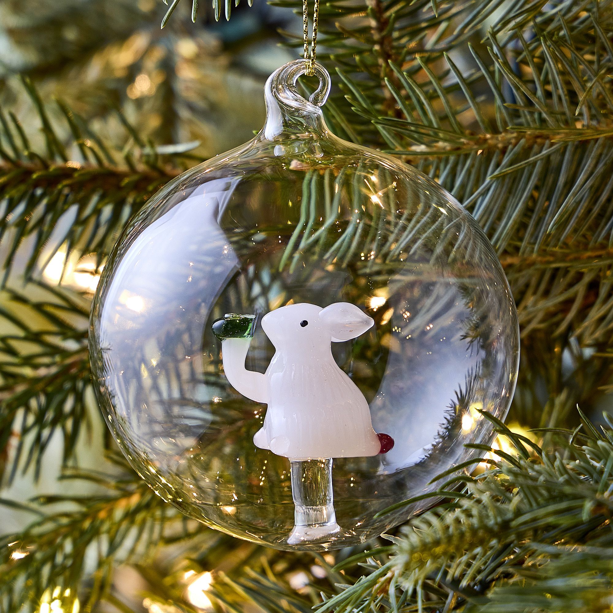 Glass Orb Bunny Ornament | West Elm