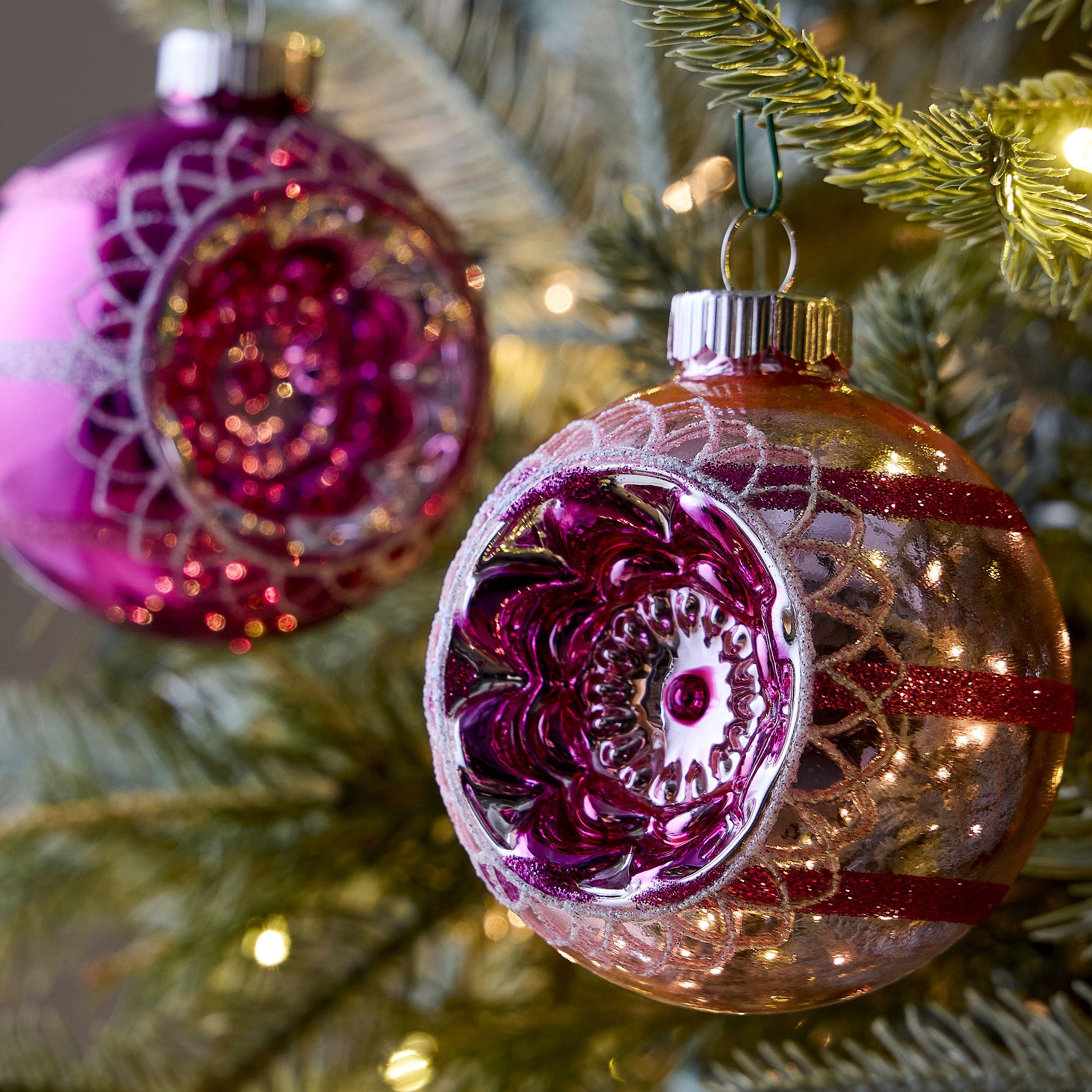 Shiny-Brite™ Pink Glass Ball Ornaments (Set of 6) | West Elm