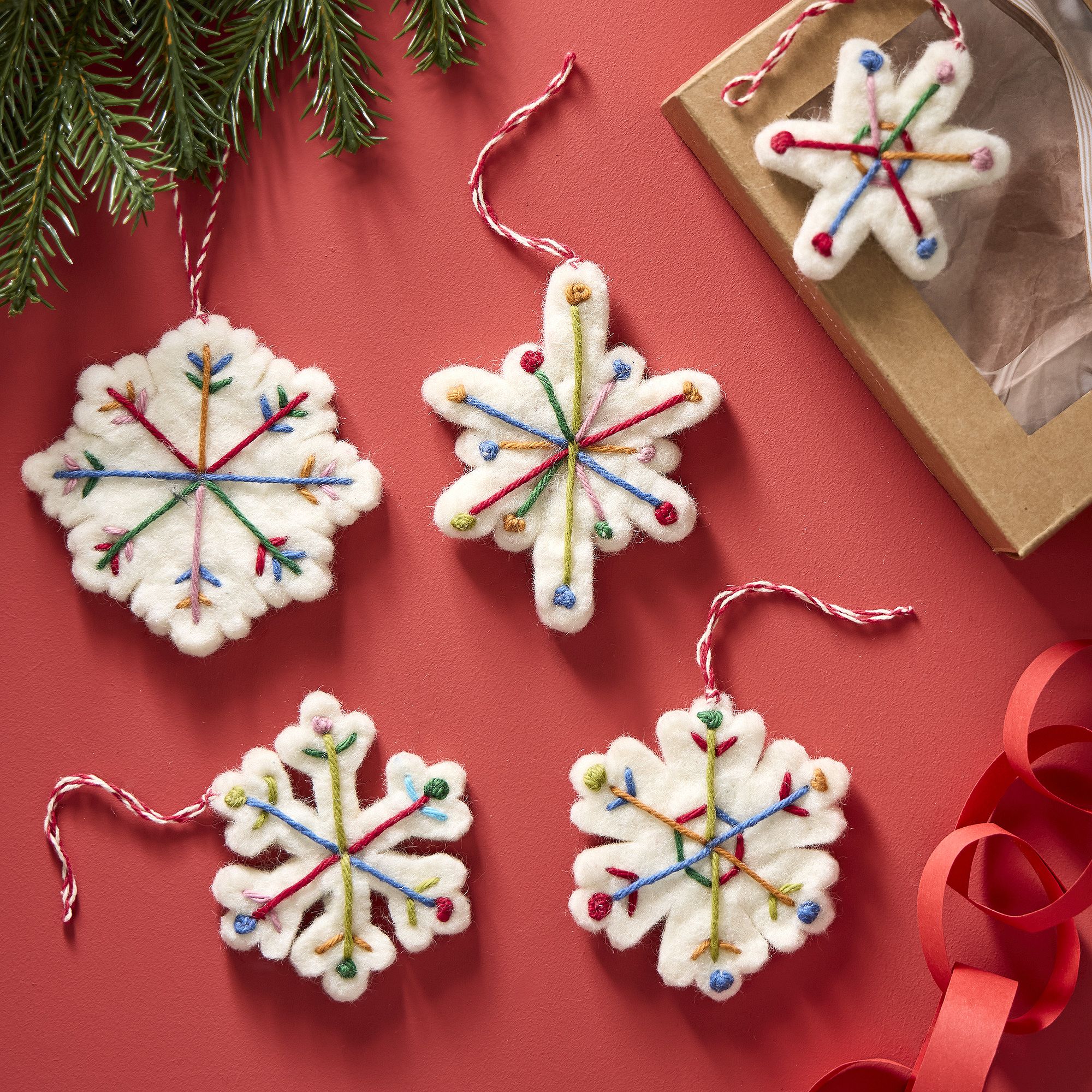 Felt Multicolor Snowflake Ornaments (Set of 6) | West Elm