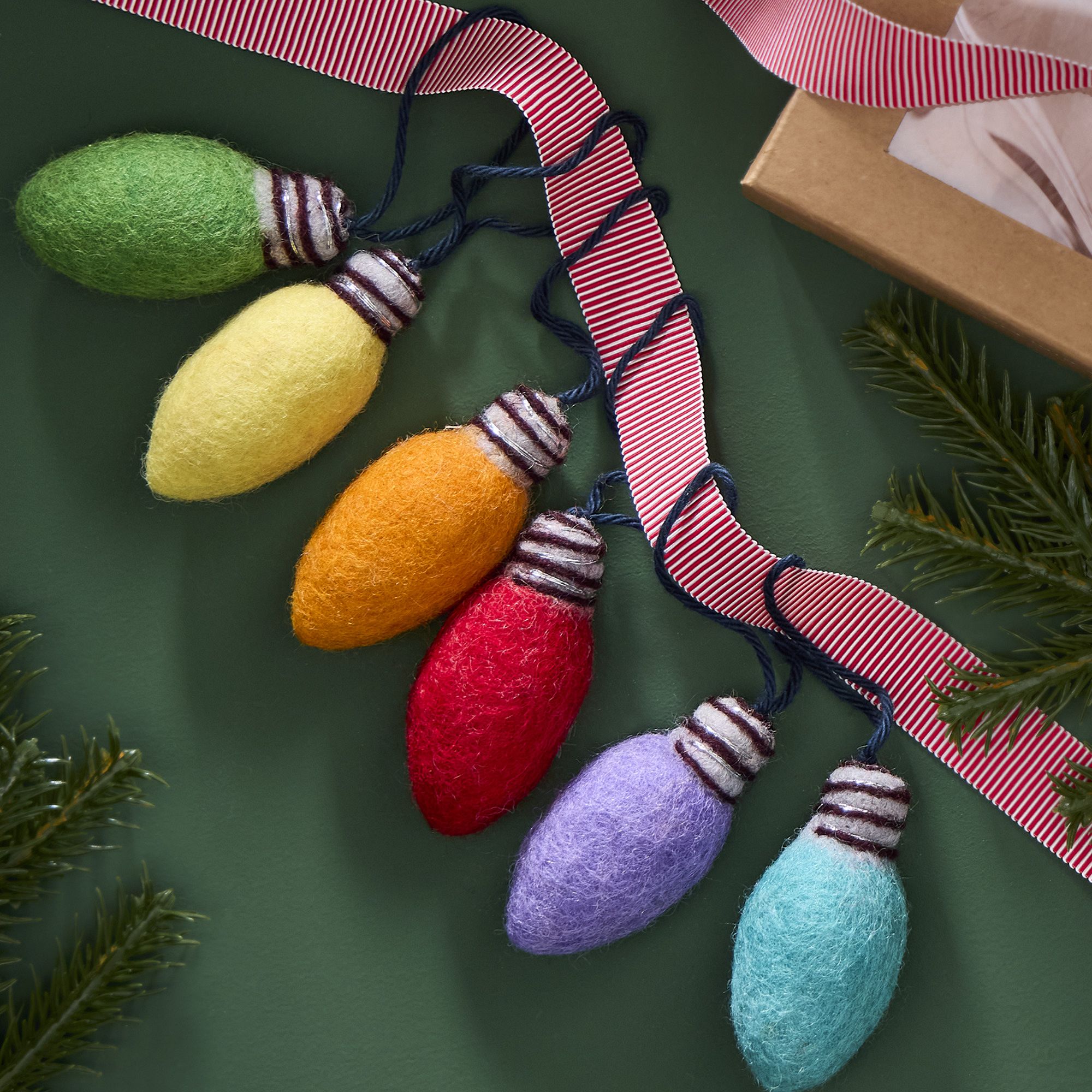 Felt Retro Holiday Lights Ornaments (Set of 6) | West Elm