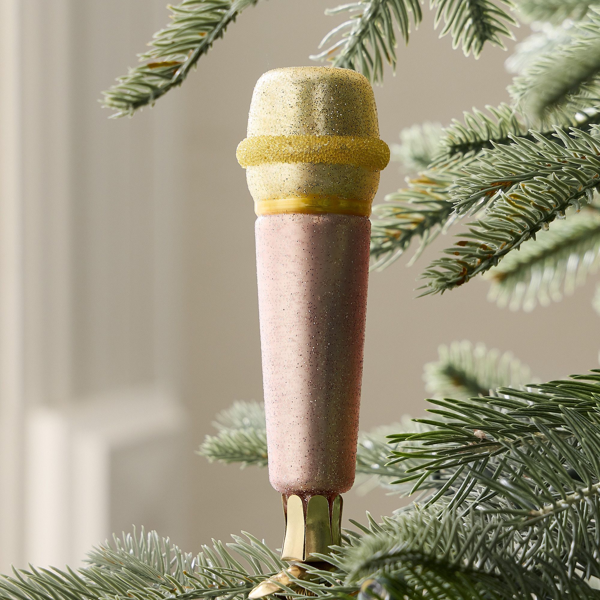 Glass Microphone Clip-On Ornament | West Elm