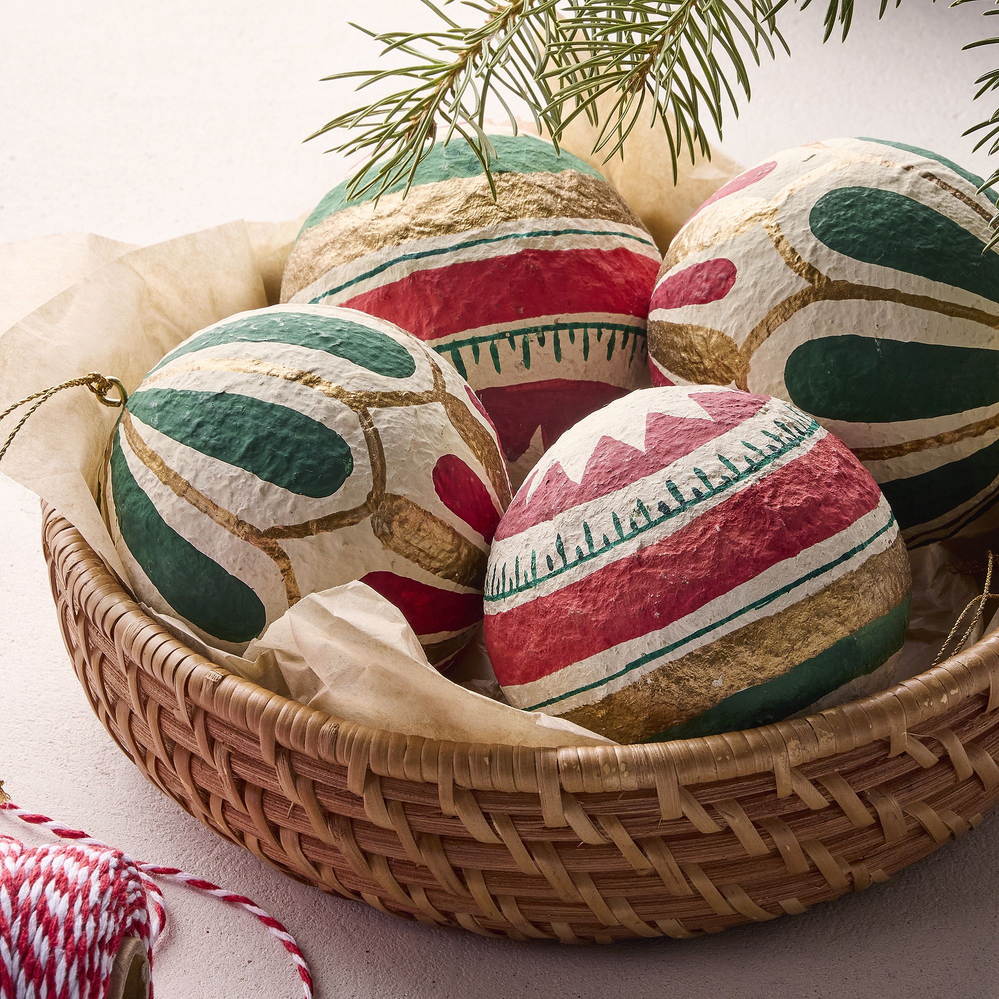 Cotton Mache Ball Ornaments (Set of 4) | West Elm