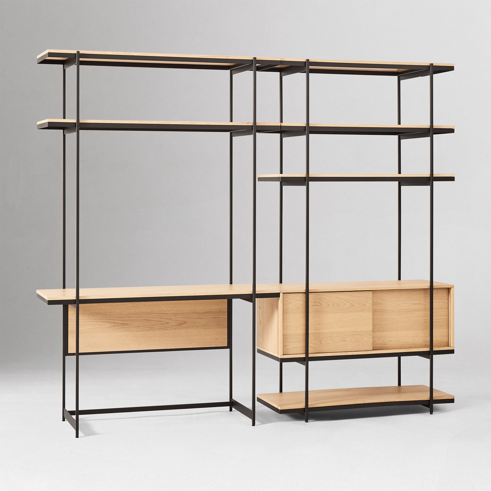 Pierce Wall Desk w/ Narrow Storage Shelf Unit (92"–134") | West Elm